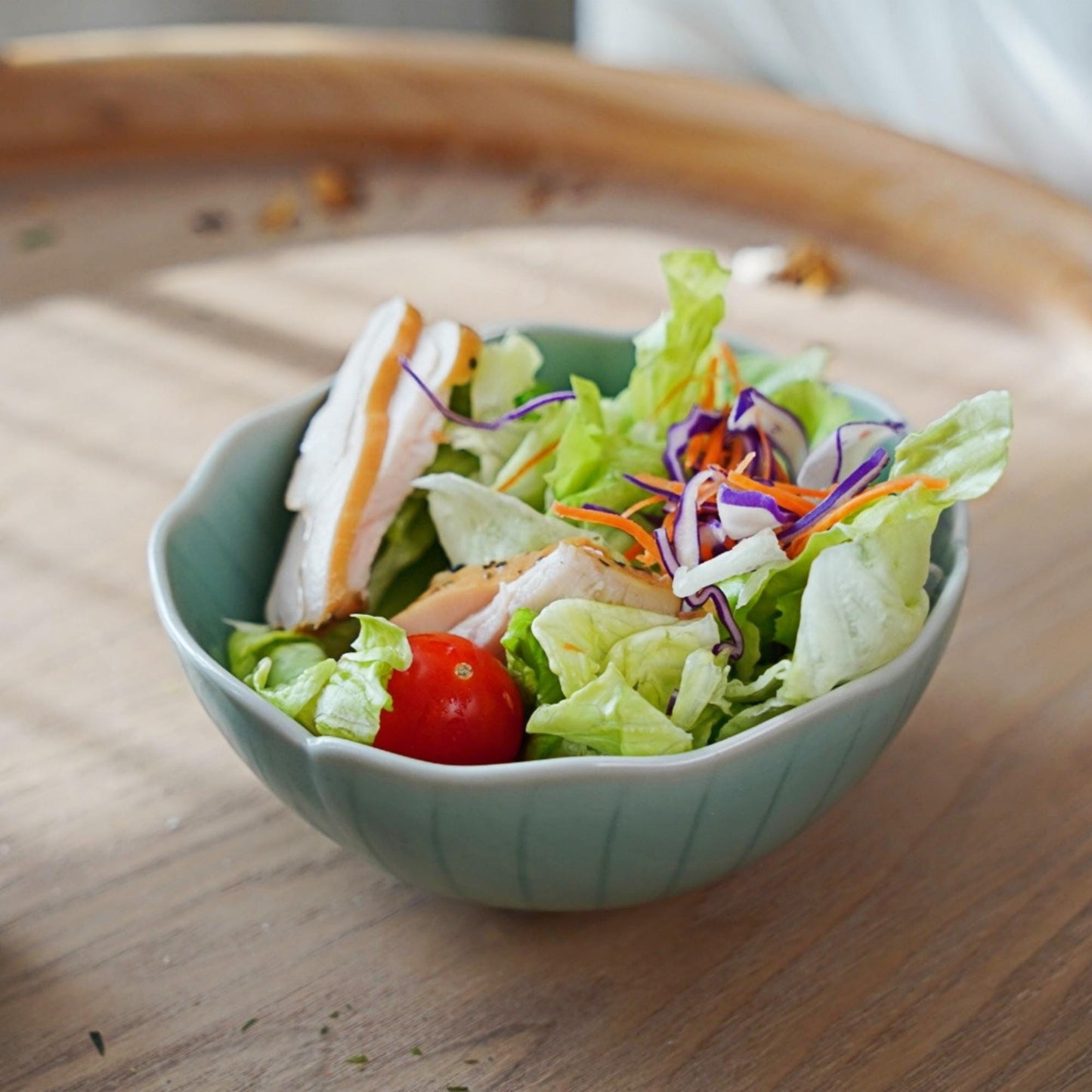 Small Ceramic Petal Bowls – Blue Celadon Flower Bowls for Salad, Rice or Dessert – Handmade Asian Dishware | Still Season Studio(Set of 2 )