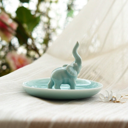 Celadon Ring Holder Dish | Elephant Ring Dish | Wedding Gift | Bridesmaid Gift | Personalized Jewelry Holder | Ceramic Trinket Tray