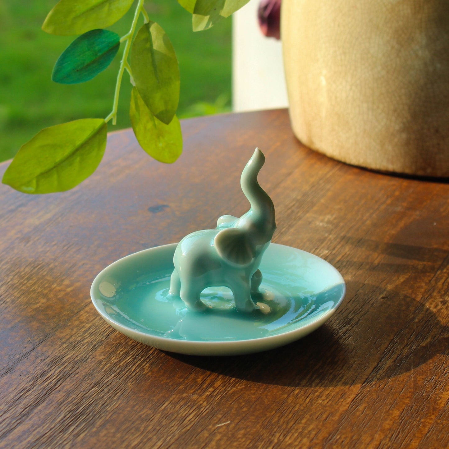 Celadon Ring Holder Dish | Elephant Ring Dish | Wedding Gift | Bridesmaid Gift | Personalized Jewelry Holder | Ceramic Trinket Tray