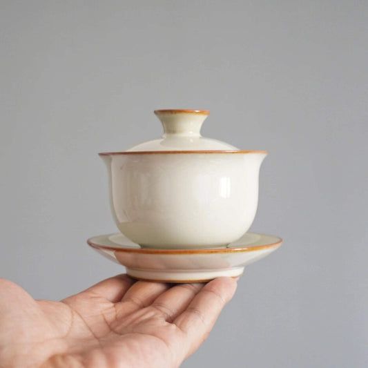 Handcrafted Tea Bowl - Porcelain Gaiwan Cup,  Ceramic Tea Bowl,Kungfu Teacup, Matcha Tea Cup Ceremony Gift for Tea Lover (5.2ounce)