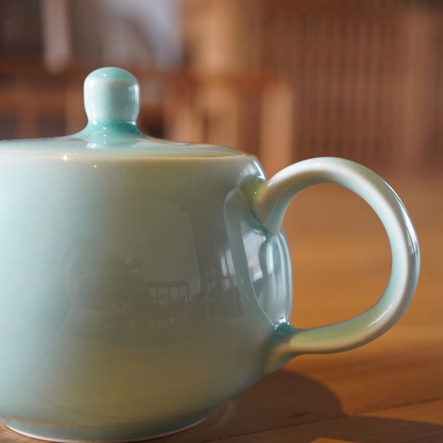 CELADON Minimal Handmade Ceramic Teapot,   Chinese Japanese Teapot, Housewarming Gift For Tea Lover