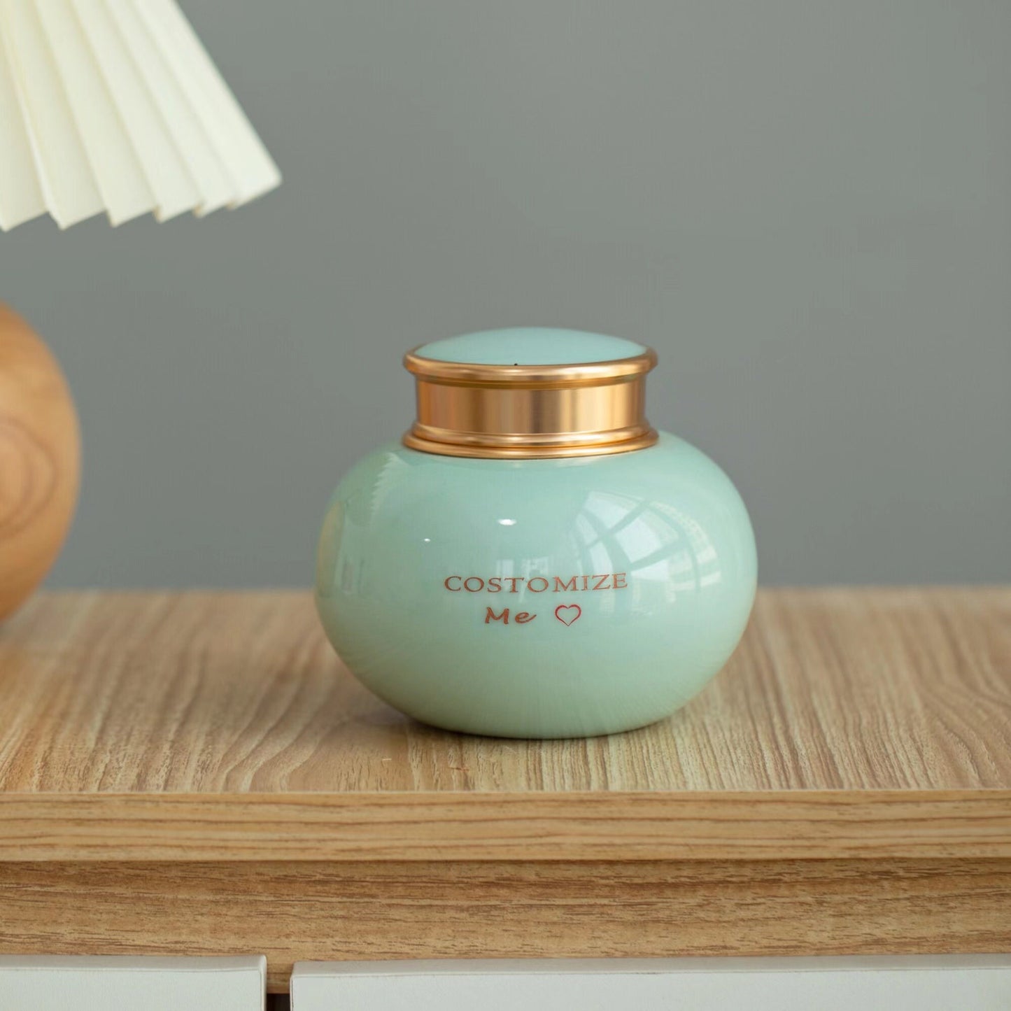 Pet Urn 750ml (25.36oz), Premium Ceramic Pet Cremation Urn with Golden Lid, Memorial Urn for Dogs and Cats, Keepsake for Ashes