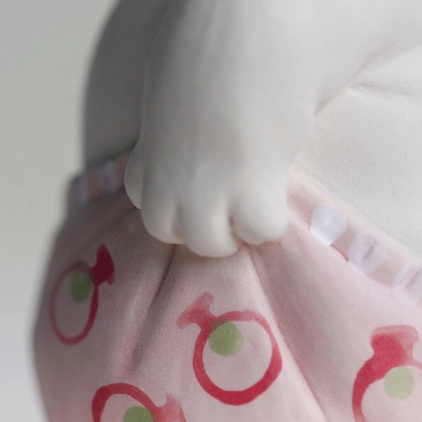 LONG QUAN CELADON - Adorable Handcrafted French Bulldog Sculpture - 5-inch Tall - Playful Pink Pants Pose - Unique Gift