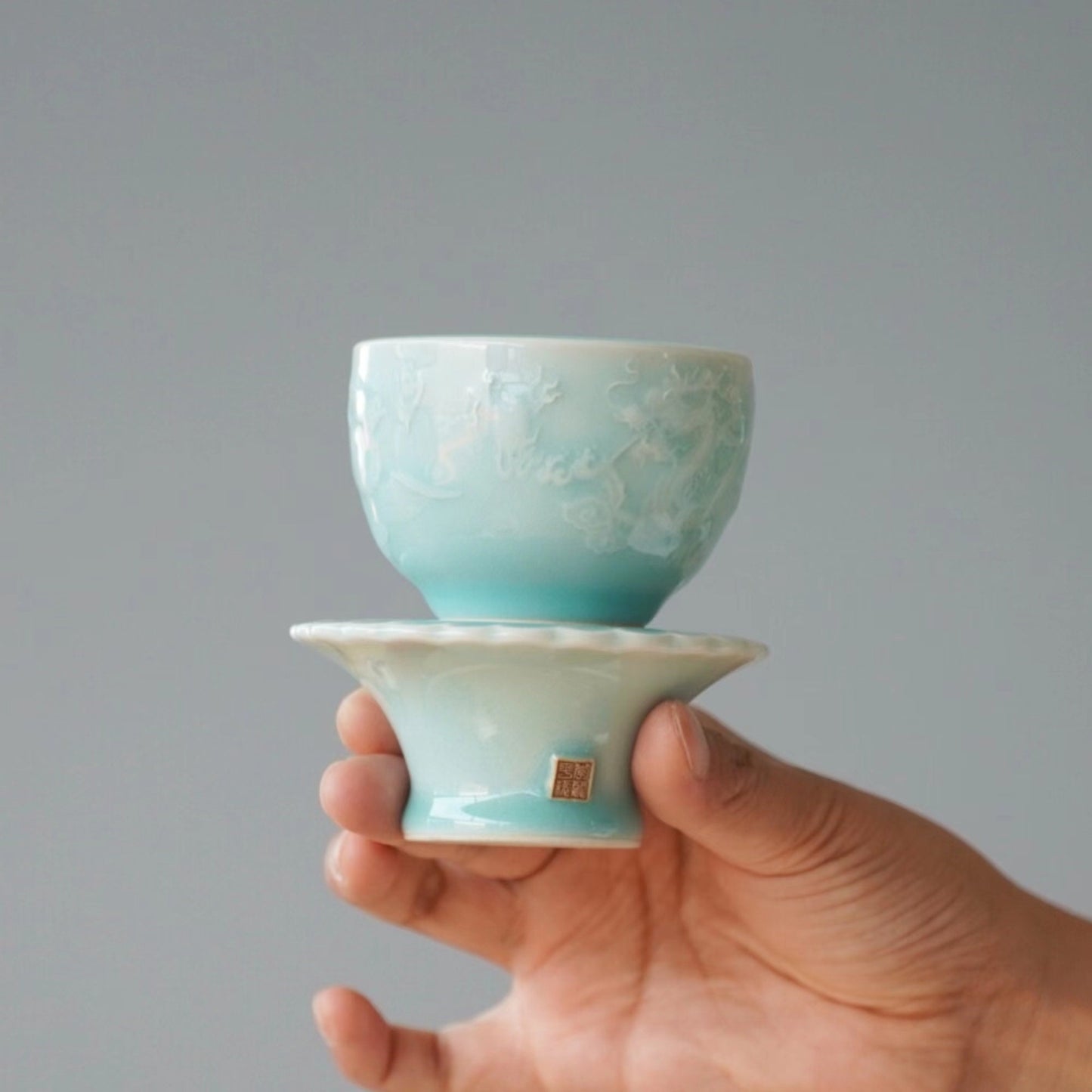 Ceramic Teacup with Dragon and Phoenix,Tea Cup,Kungfu Teacup,Small Porcelain Coffee Cup, Gift for Tea Lover