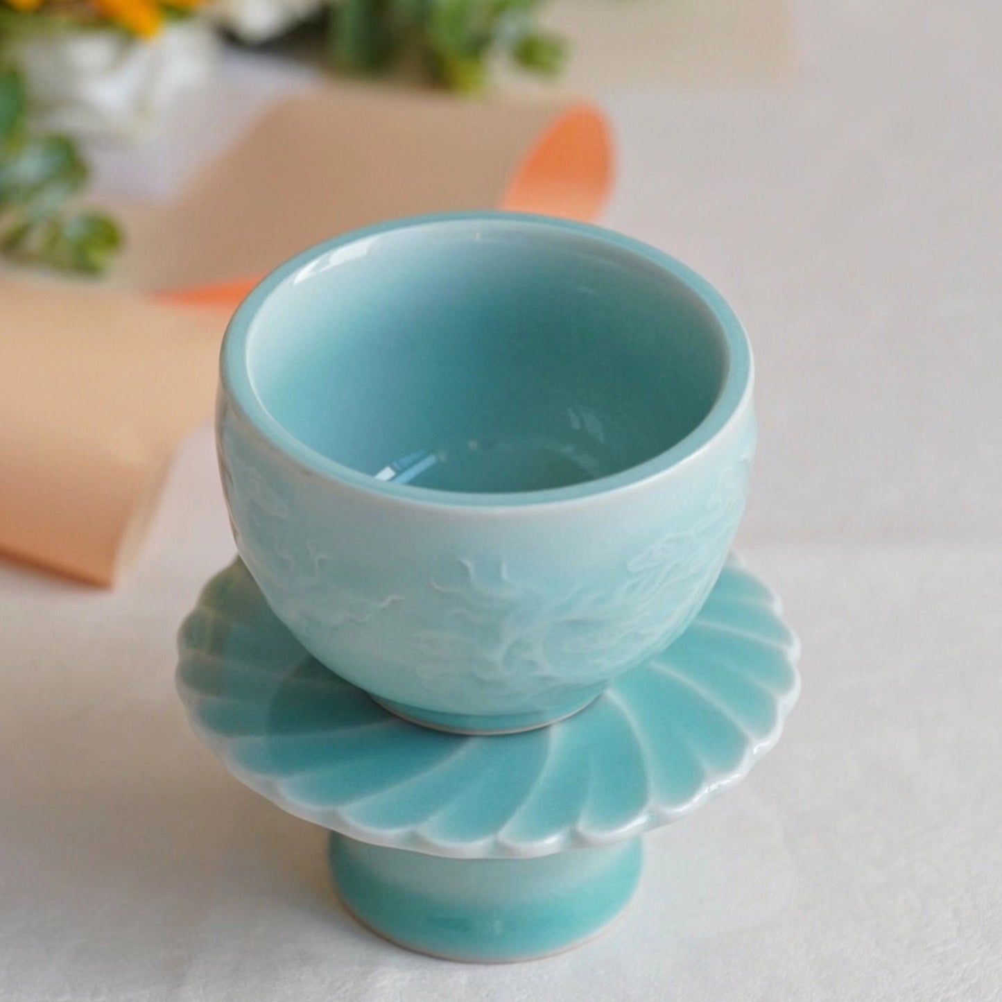 Ceramic Teacup with Dragon and Phoenix,Tea Cup,Kungfu Teacup,Small Porcelain Coffee Cup, Gift for Tea Lover