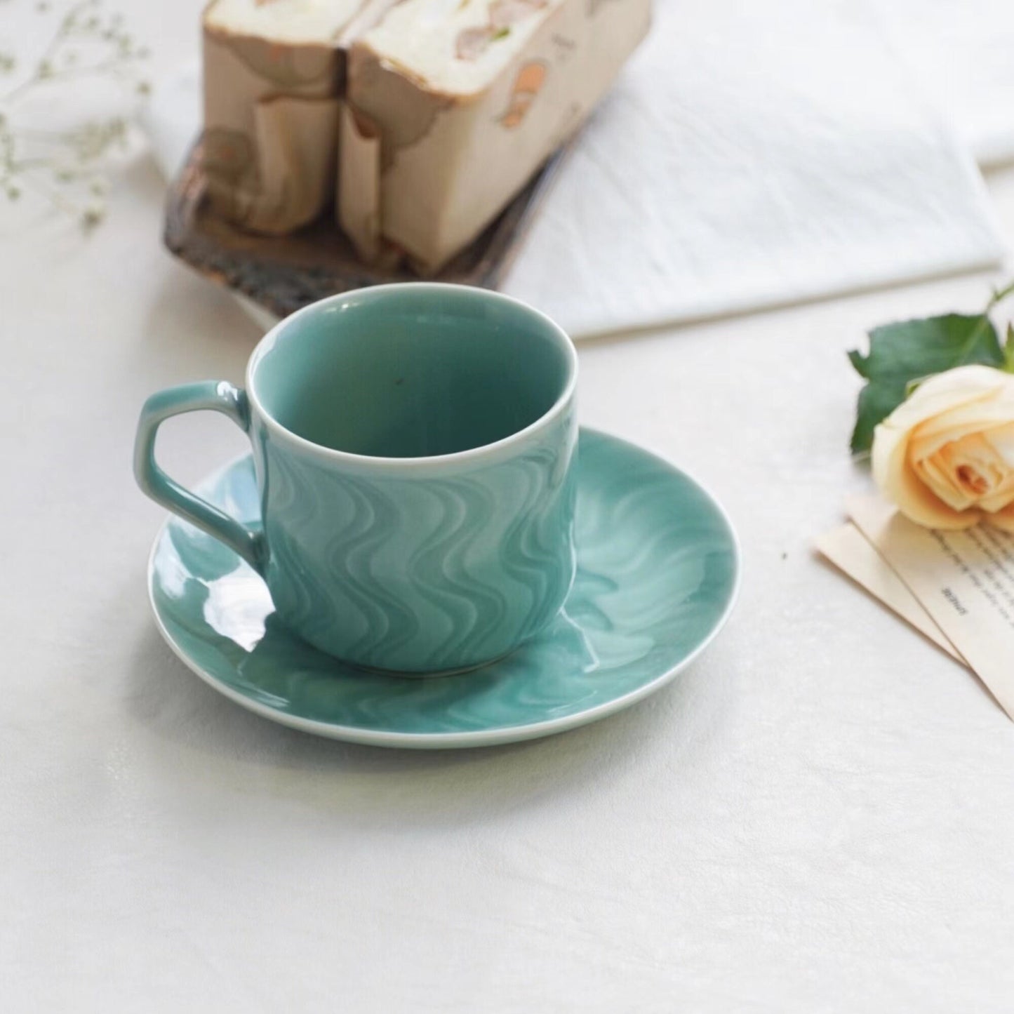 Ceramic Espresso Cup and Saucer Set,Small  Japanese minimalist  Luxury Coffee cup,Gift for Mom,Coffee lover