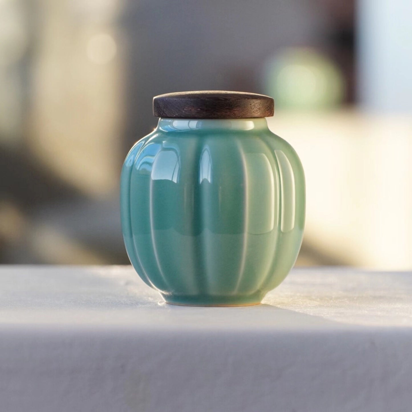 CELADON Kitchen Ceramic Canister,   Vintage Food Storage Jar for Tea，Coffee