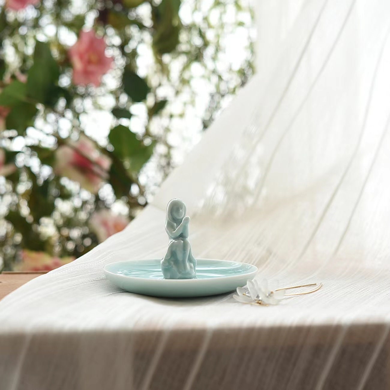 Celadon Ring Holder Dish | Elephant Ring Dish | Wedding Gift | Bridesmaid Gift | Personalized Jewelry Holder | Ceramic Trinket Tray