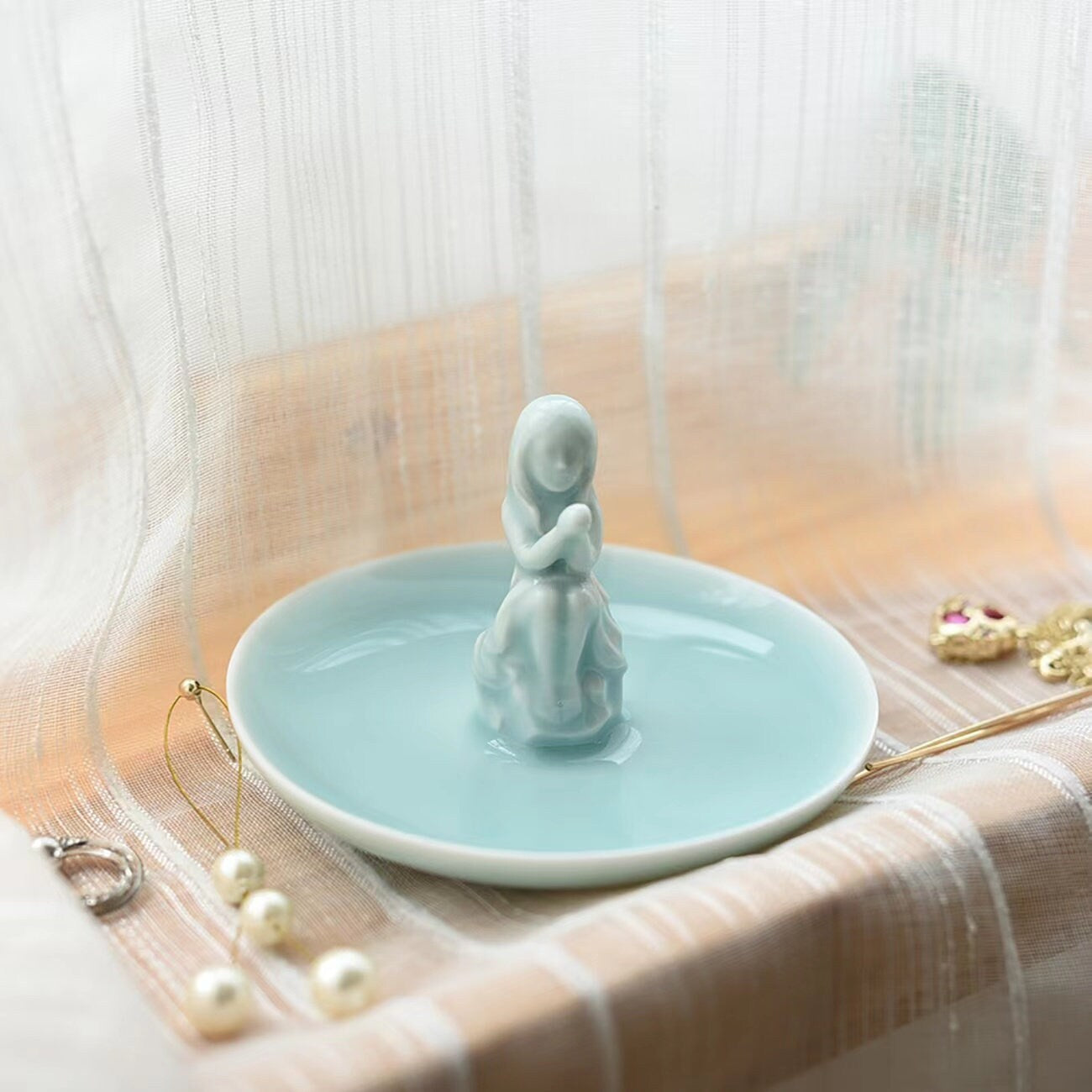 Celadon Ring Holder Dish | Elephant Ring Dish | Wedding Gift | Bridesmaid Gift | Personalized Jewelry Holder | Ceramic Trinket Tray