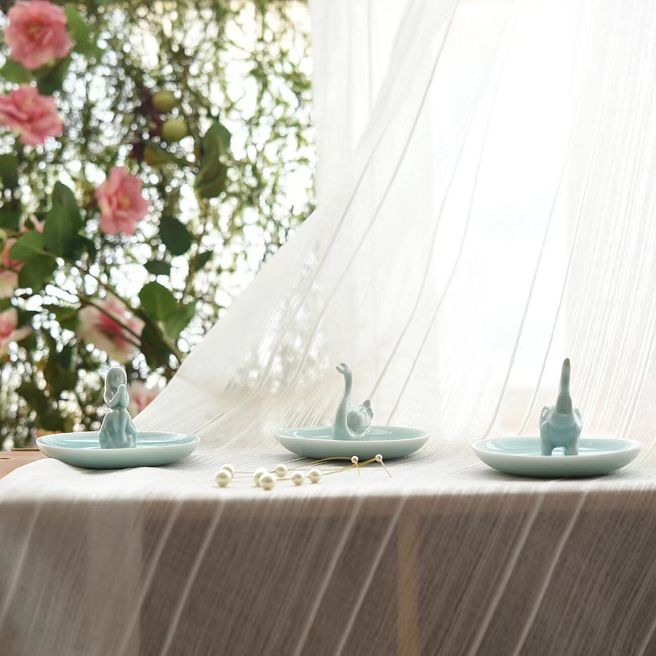 Celadon Ring Holder Dish | Elephant Ring Dish | Wedding Gift | Bridesmaid Gift | Personalized Jewelry Holder | Ceramic Trinket Tray