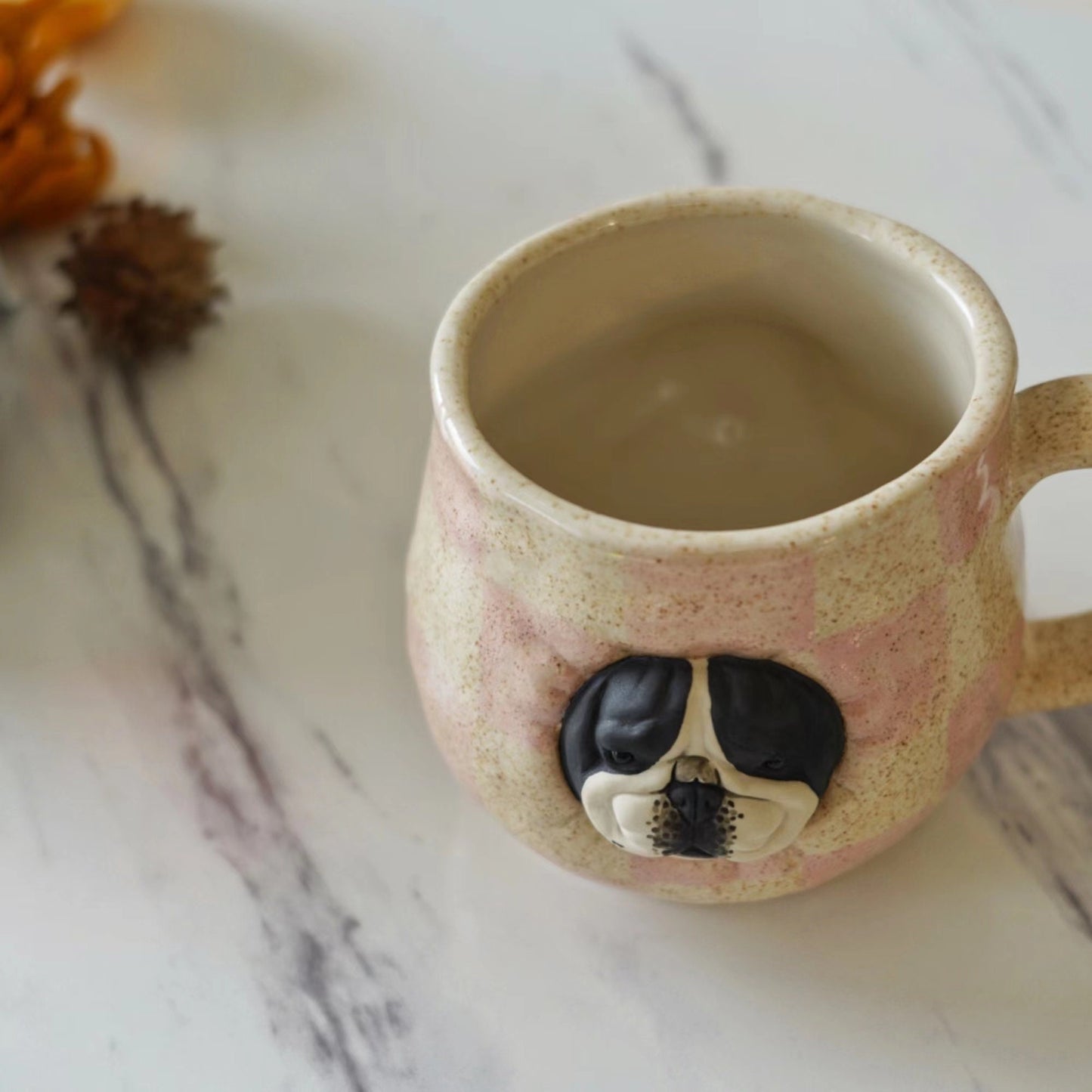Handcrafted Bulldog Ceramic Mug, Coffee Cup, Dog Lover Gift, French Bulldog Mug, Rustic Tea Cup, Unique Coffee Mug, Gift for Mom or Dad