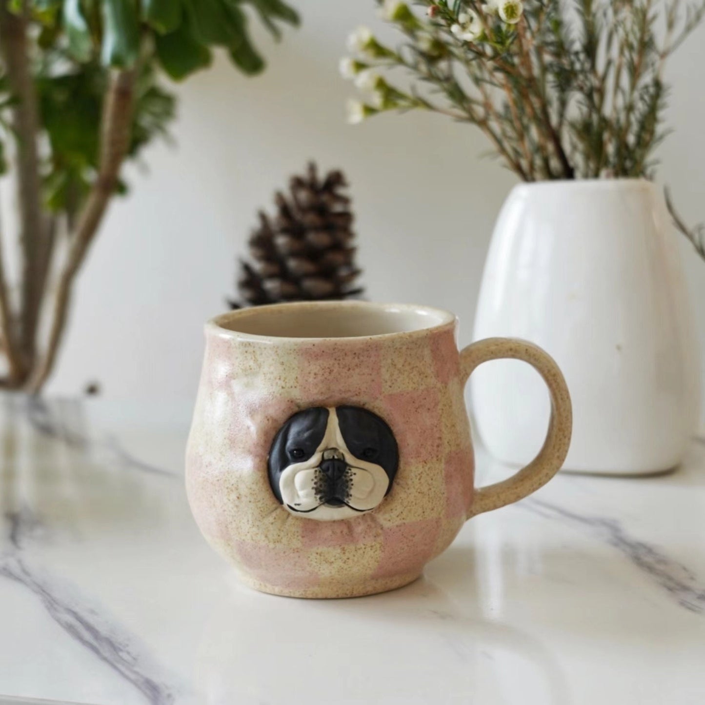 Handcrafted Bulldog Ceramic Mug, Coffee Cup, Dog Lover Gift, French Bulldog Mug, Rustic Tea Cup, Unique Coffee Mug, Gift for Mom or Dad