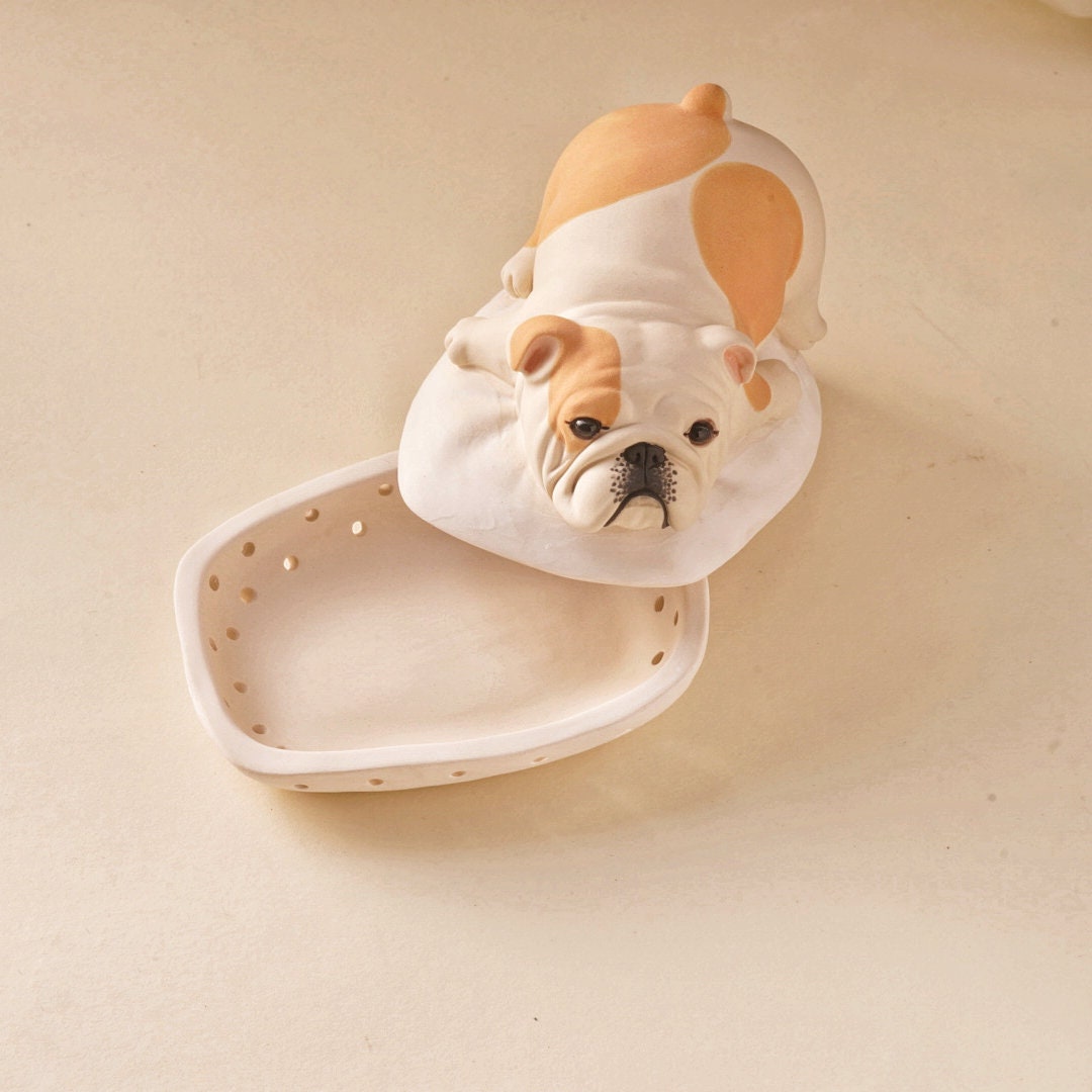Dog Ring Holder with French Bulldog Bed  | Personalized Ring Holder |Ceramic Jewelry Tray| Engagement Gift |Dog Lover Gift