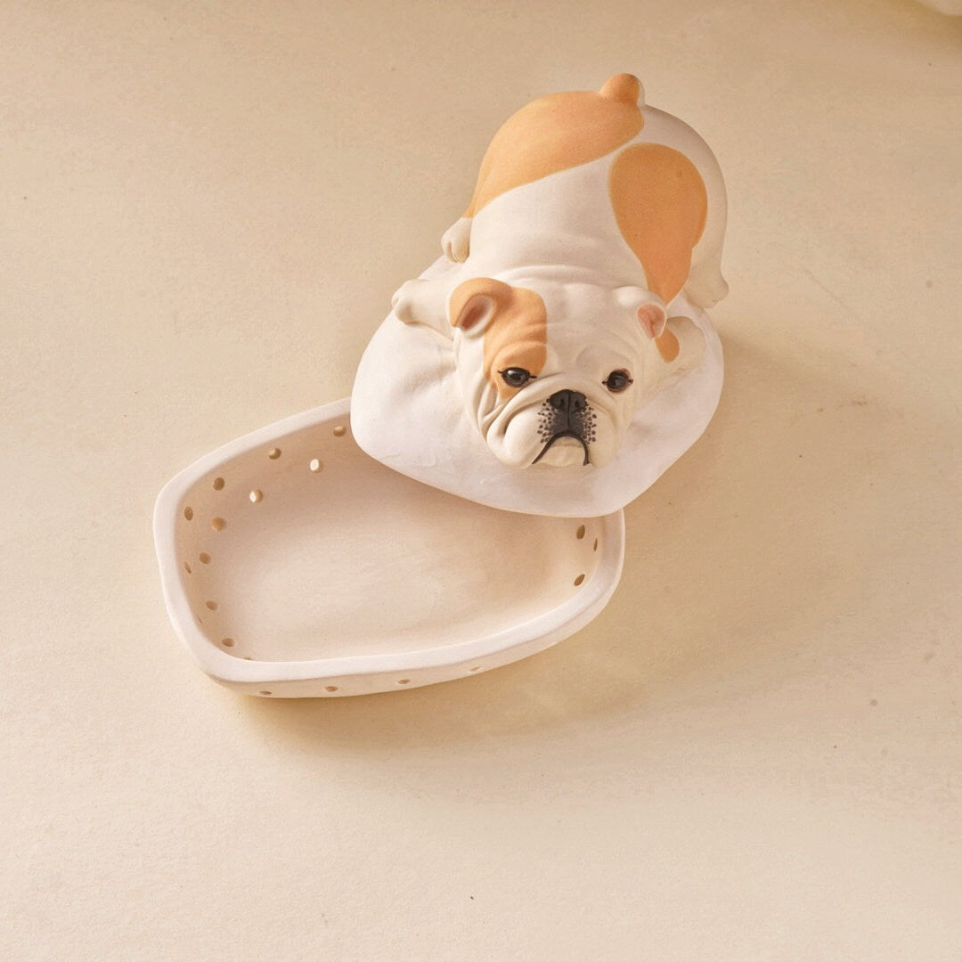 Dog Ring Holder with French Bulldog Bed  | Personalized Ring Holder |Ceramic Jewelry Tray| Engagement Gift |Dog Lover Gift
