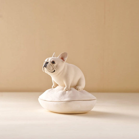 French Bulldog Ring Box with Bed | Personalized Ceramic Jewelry Holder | Cute Dog Ring Dish | Engagement Gift for Dog Lovers