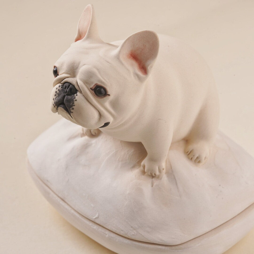 French Bulldog Ring Box with Bed | Personalized Ceramic Jewelry Holder | Cute Dog Ring Dish | Engagement Gift for Dog Lovers