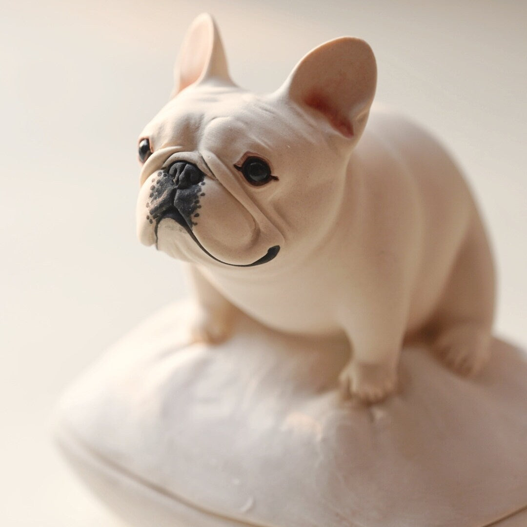 French Bulldog Ring Box with Bed | Personalized Ceramic Jewelry Holder | Cute Dog Ring Dish | Engagement Gift for Dog Lovers