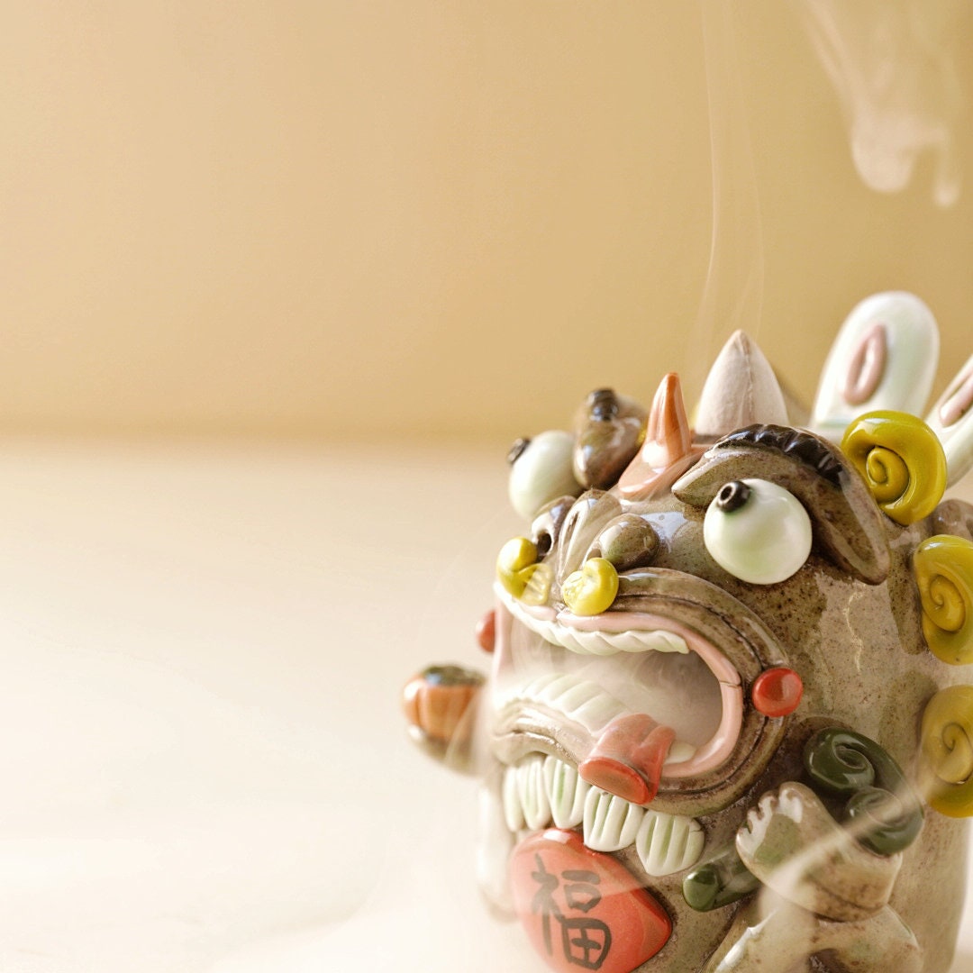 Mystical Pixiu Ceramic Incense Burner | Feng Shui Backflow Incense Holder | Unique Tea Pet | Aromatherapy Gift for Home & Office