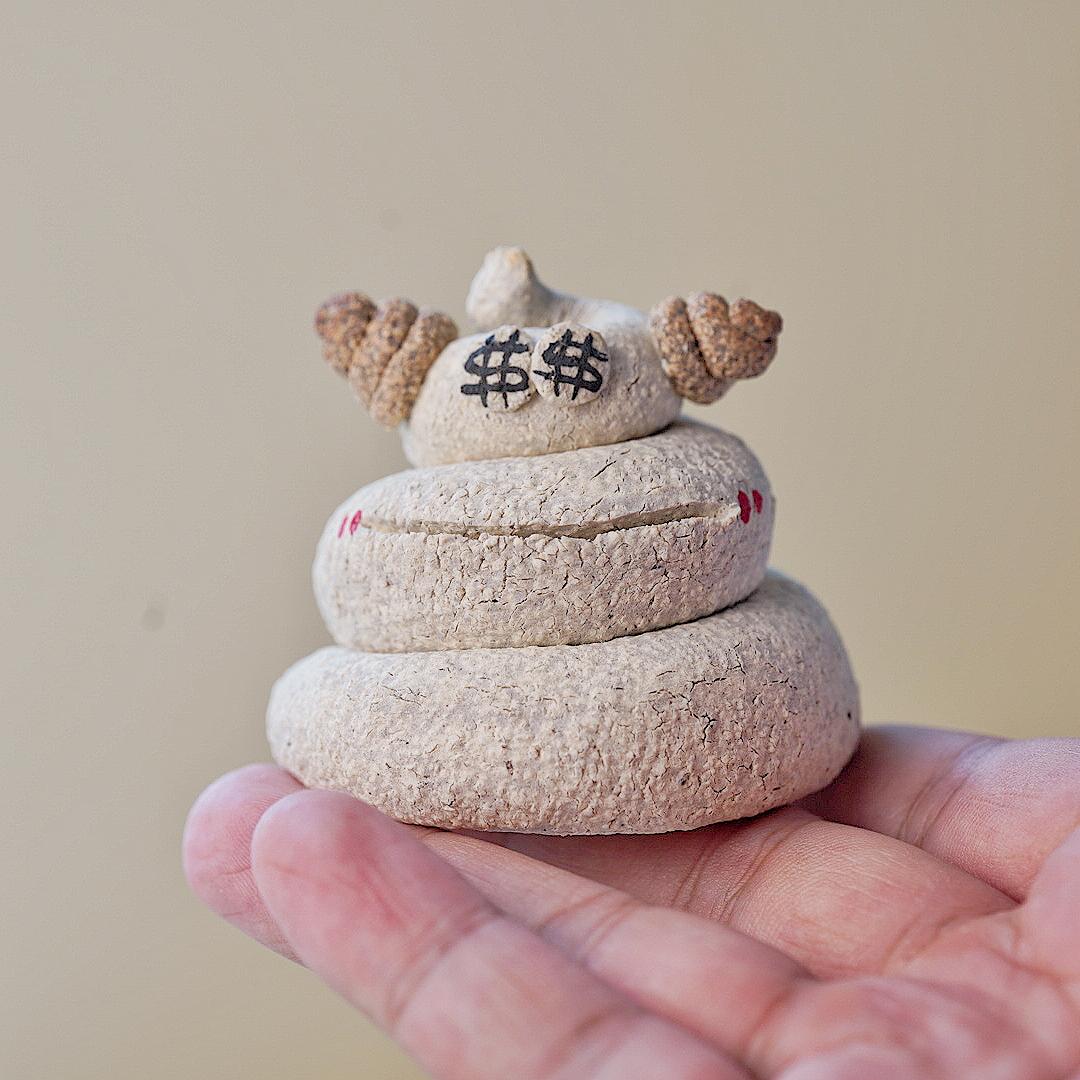 Handmade Funny Poop Monster Ceramic Figurine  | Mini Cute Creative Gift | Funny Ceramic Sculpture | Desk Decoration | Holiday Birthday Gift