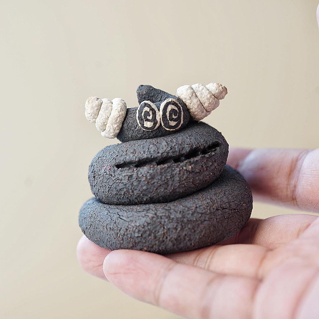 Handmade Funny Poop Monster Ceramic Figurine  | Mini Cute Creative Gift | Funny Ceramic Sculpture | Desk Decoration | Holiday Birthday Gift