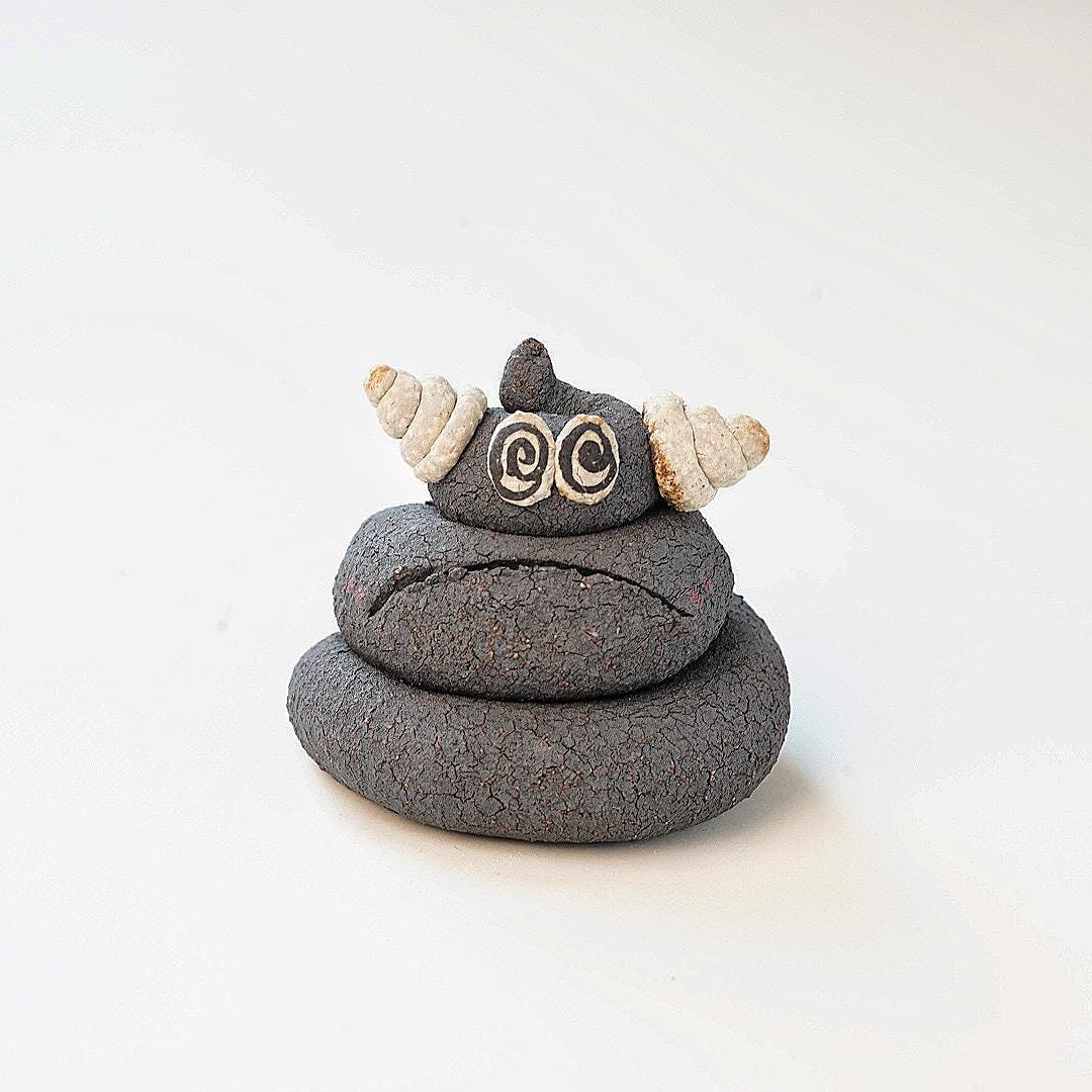 Handmade Funny Poop Monster Ceramic Figurine  | Mini Cute Creative Gift | Funny Ceramic Sculpture | Desk Decoration | Holiday Birthday Gift