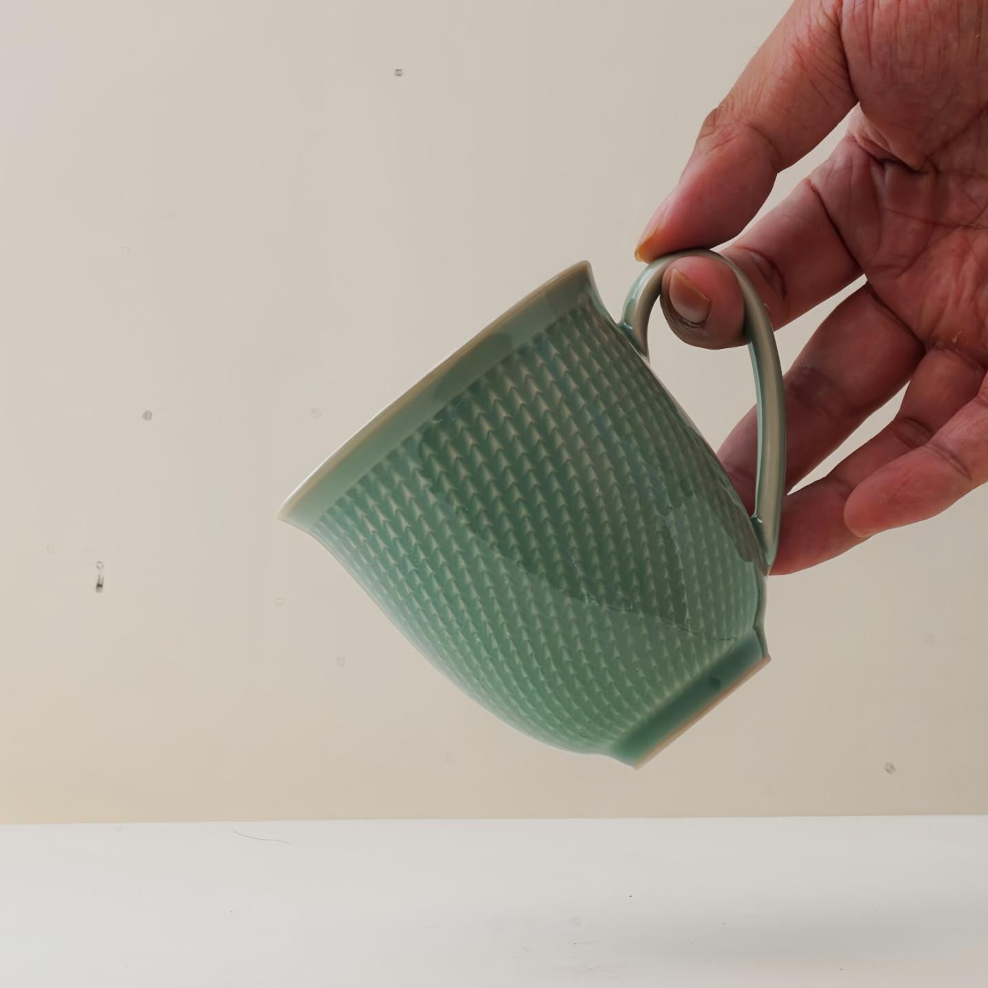 Handcrafted Longquan Celadon Mug, 300ml Minimalist Green Tea Cup, Zen-Inspired Personalized Ceramic Gift