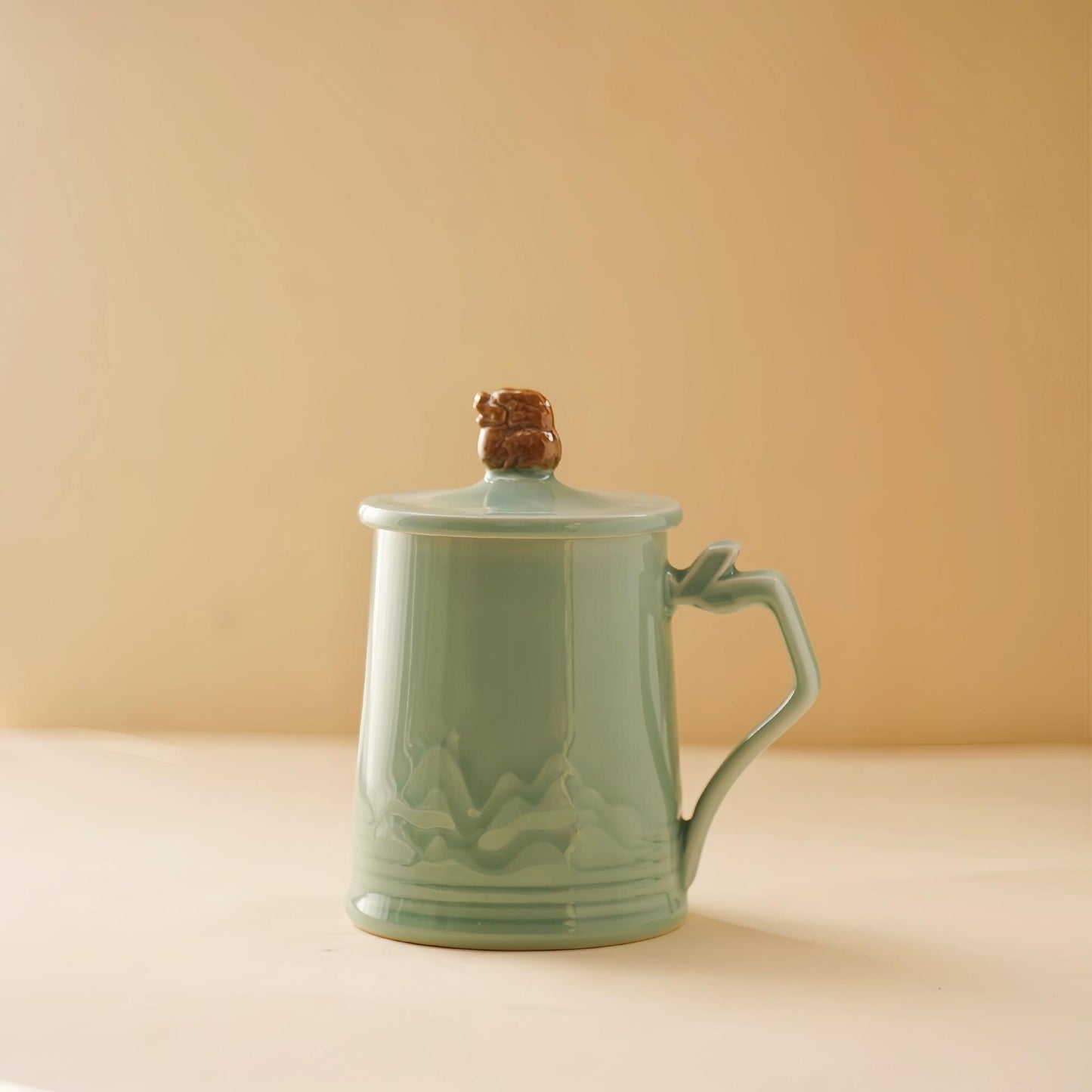 Pixiu Mug | 10 OZ Handcrafted Chinese Porcelain Cup | Tea Coffee Mug with Mythical Beast Lid | Unique Gift for Tea Lovers