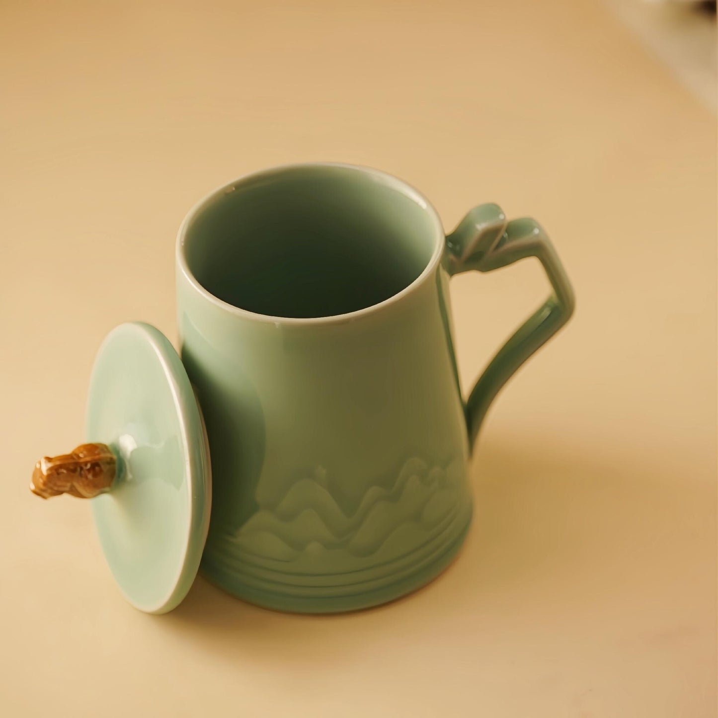 Pixiu Mug | 10 OZ Handcrafted Chinese Porcelain Cup | Tea Coffee Mug with Mythical Beast Lid | Unique Gift for Tea Lovers