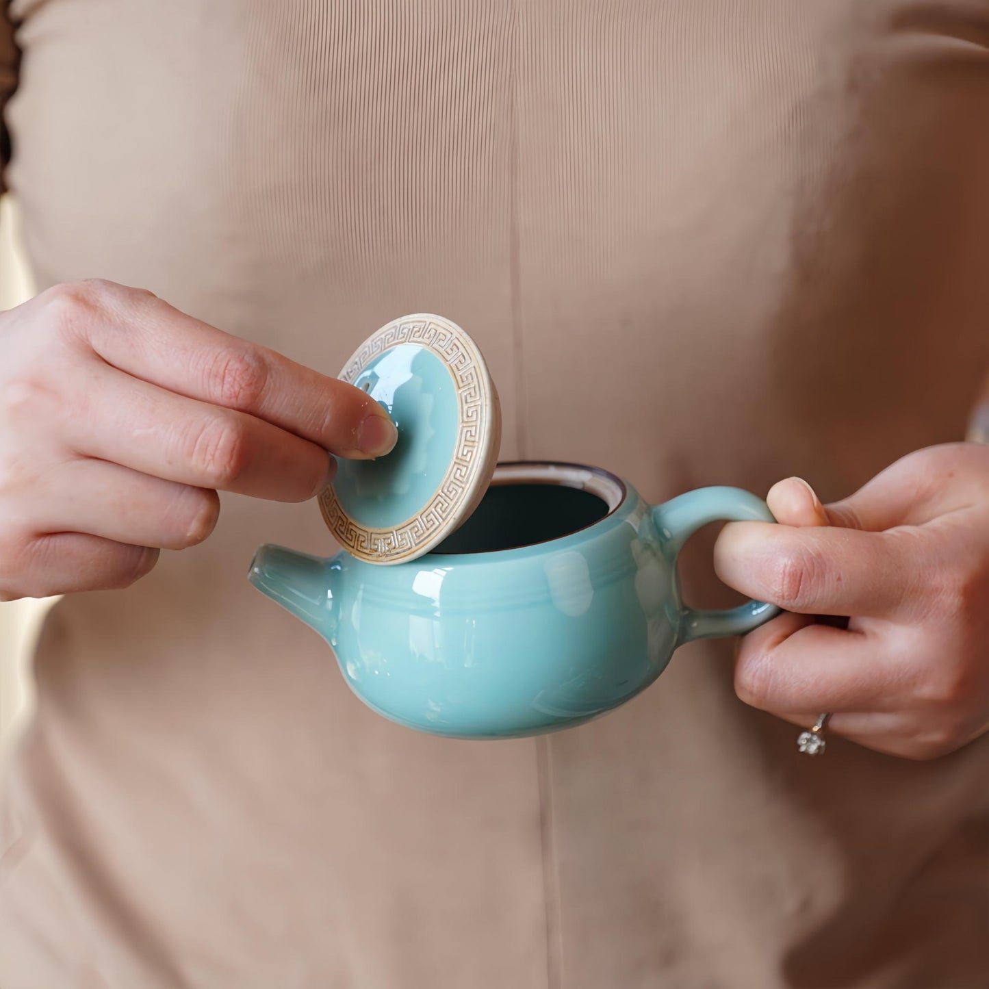 Ceramic  Porcelain Teapot|Pottery Teapot with Filter 6 OZ|Housewarming gift|Tea lovers gift|Gift for her