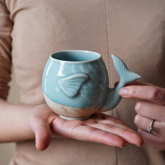 Whale Ceramic Succulent Planter Pot | Indoor Outdoor Garden Pot for Plants | Unique 6 Inch Blue Whale Flower Pot | Decorative Artisan Pot
