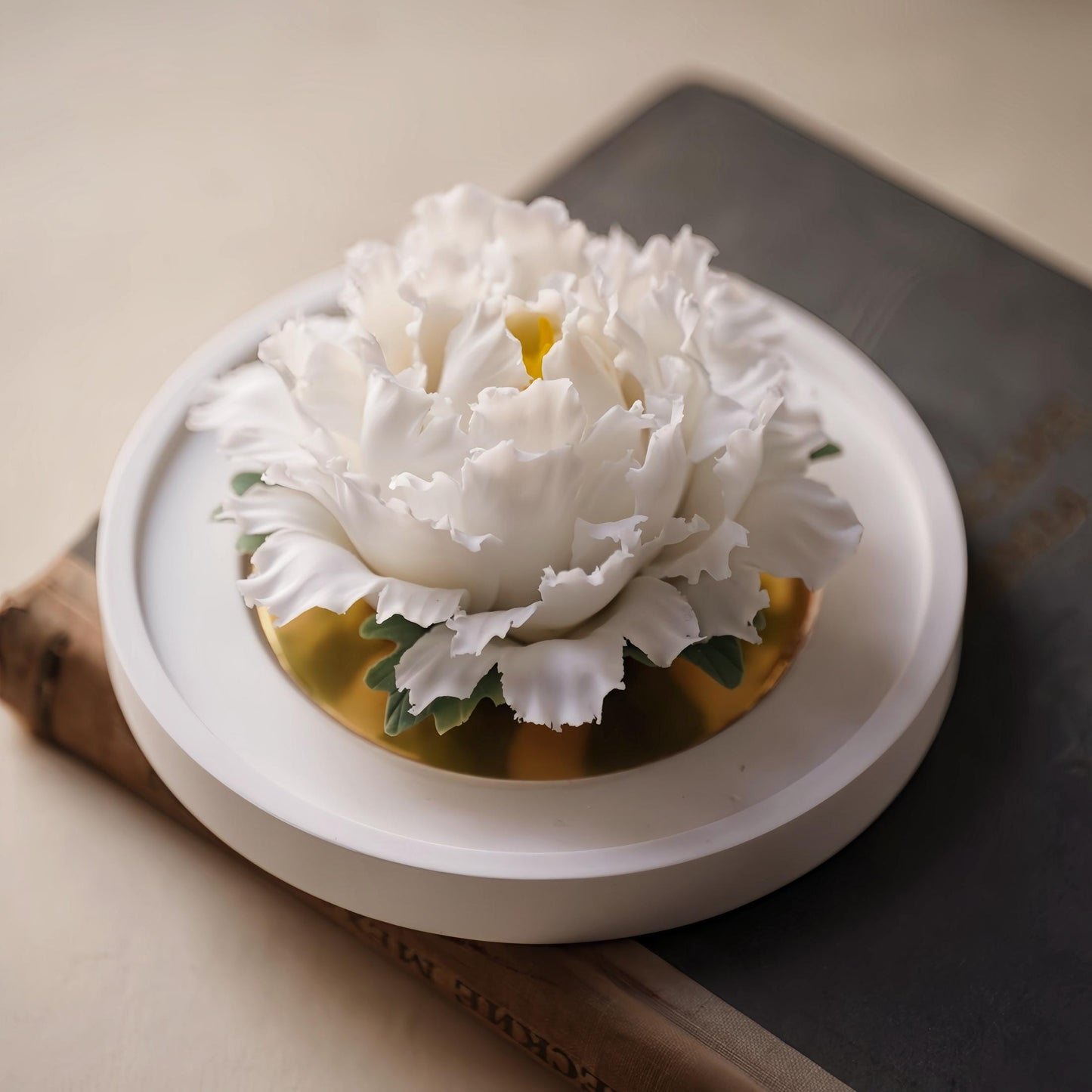 Handmade Ceramic Peony Diffuser | White Porcelain Aroma Diffuser | Elegant Home Fragrance Decor | Artisan Gift for Her