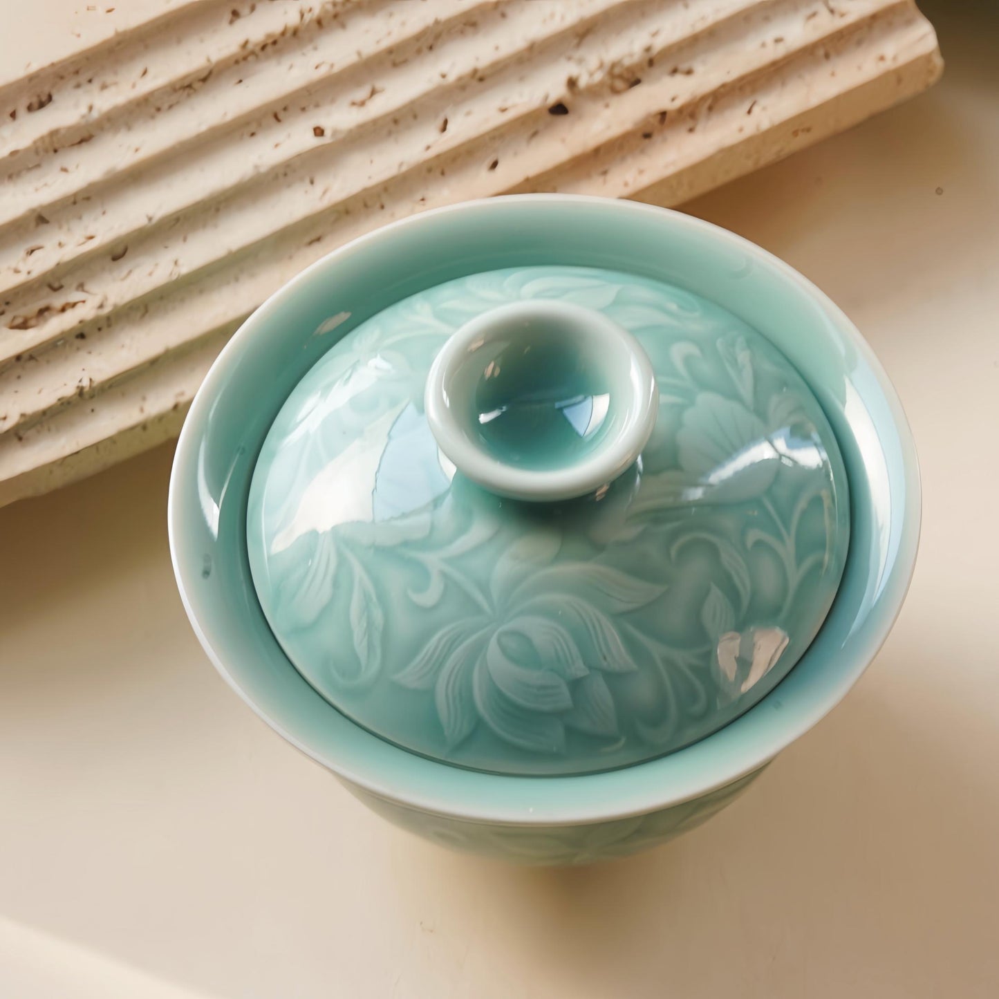 Gaiwan Tea Set | 150ml Handcrafted Chinese Porcelain | Traditional Gongfu Tea Cup with Lid and Saucer | Artisan Gift