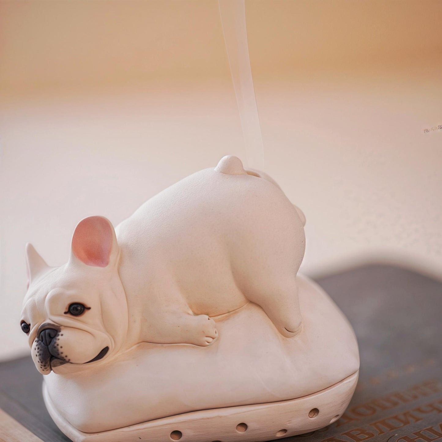 Handcrafted French Bulldog Incense Burner | Longquan Celadon Ceramic | Cone Incense Holder | Artisan Dog Decor | Unique Gift for Dog Lovers
