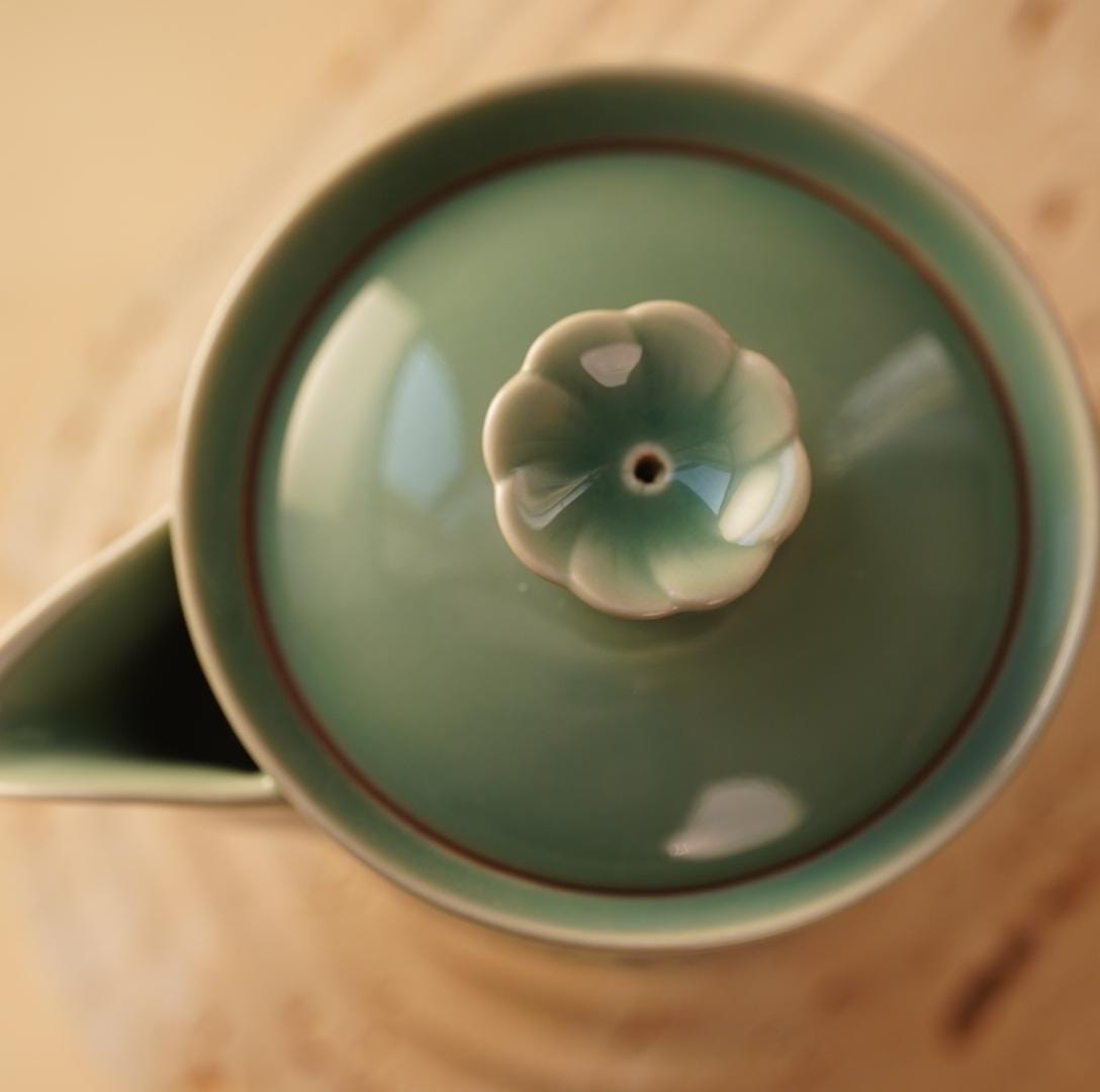 Handmade Celadon Teapot | 200ml Floral Ceramic Teapot | Artisan Tea Gift | Elegant Chinese Teapot  | Unique Tea Lover Gift