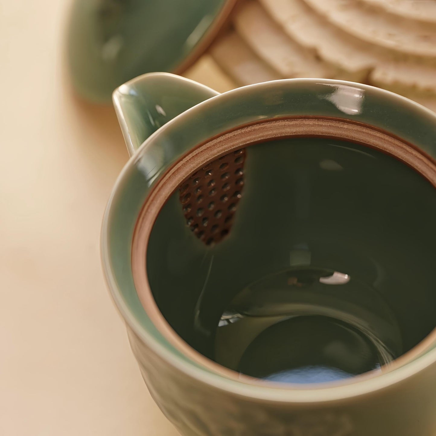 Handmade Celadon Teapot | 200ml Floral Ceramic Teapot | Artisan Tea Gift | Elegant Chinese Teapot  | Unique Tea Lover Gift