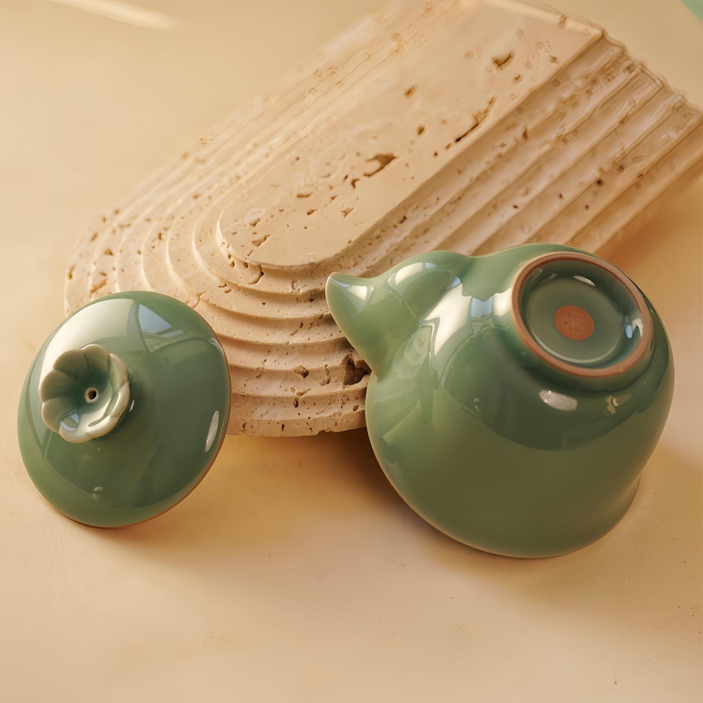 Handmade Celadon Teapot | 200ml Floral Ceramic Teapot | Artisan Tea Gift | Elegant Chinese Teapot  | Unique Tea Lover Gift