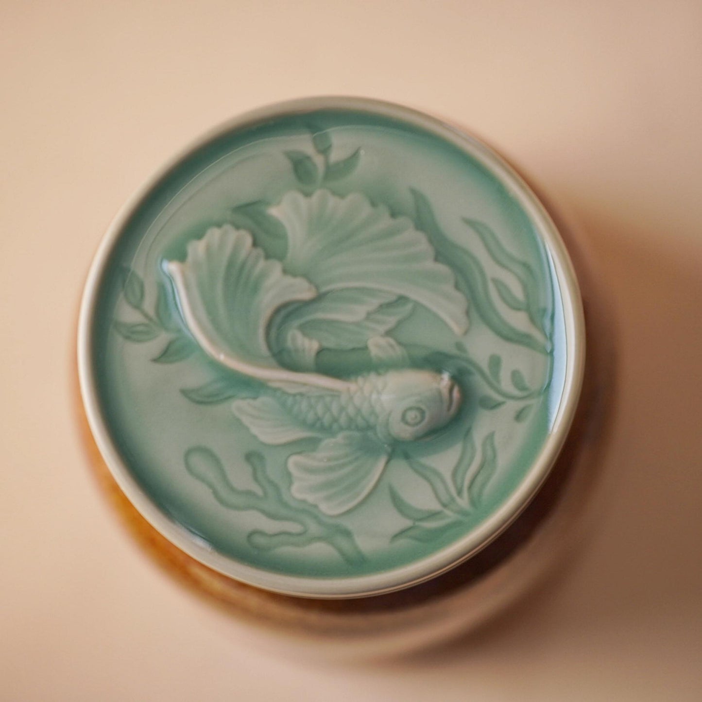 Tea Jar | Handcrafted Chinese Porcelain | Fish Carving Storage Jar | 700ML Artisan Ceramic Canister | Gift for Collectors