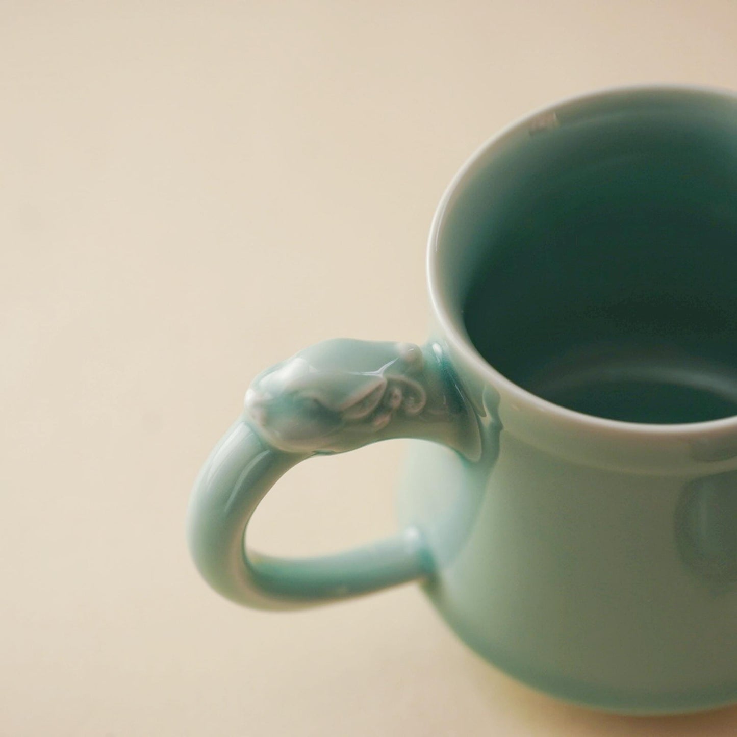 Elephant Mug |  Handcrafted Chinese Porcelain Cup | Tea Coffee Mug with Carved Elephant Lid | Unique Artisan Gift