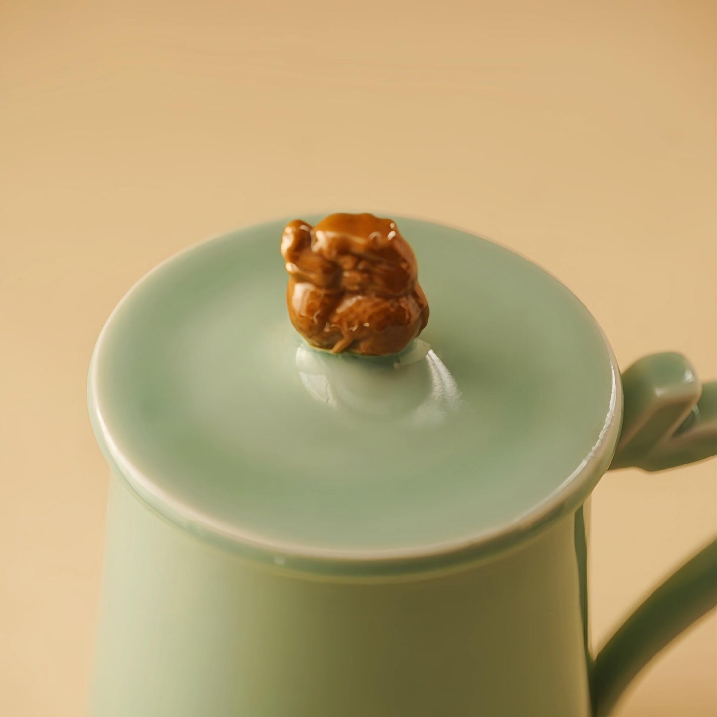 Pixiu Mug | 10 OZ Handcrafted Chinese Porcelain Cup | Tea Coffee Mug with Mythical Beast Lid | Unique Gift for Tea Lovers