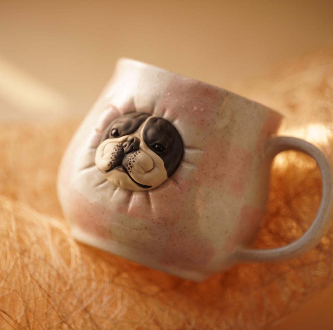 Handcrafted Bulldog Ceramic Mug, Coffee Cup, Dog Lover Gift, French Bulldog Mug, Rustic Tea Cup, Unique Coffee Mug, Gift for Mom or Dad