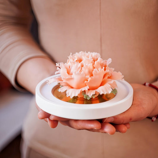 Handcrafted Ceramic Peony Diffuser | Traditional Heritage Aroma Diffuser | Elegant Porcelain Flower Home Decor Gift