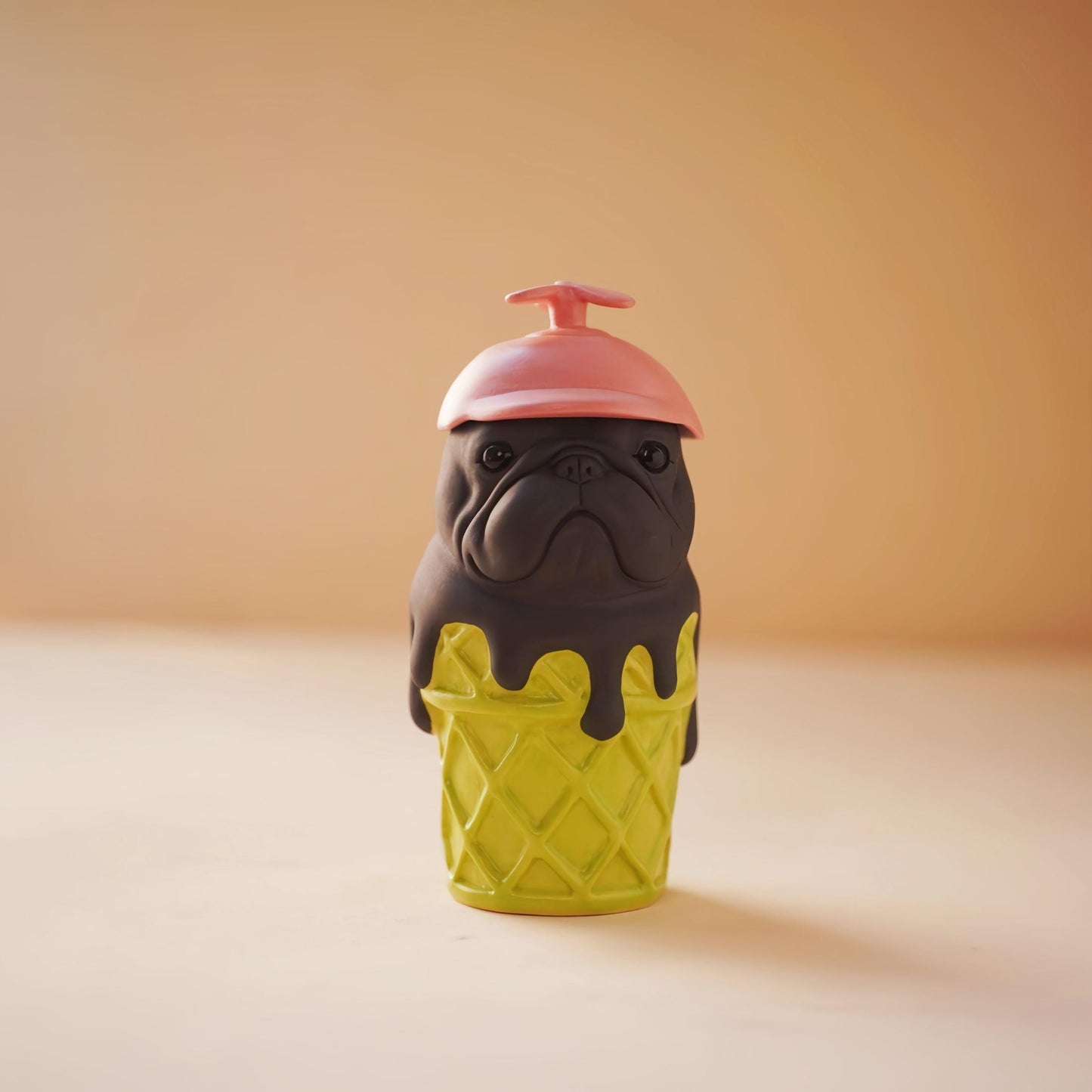 Handcrafted Ceramic Bulldog Figurine | French Bulldog Ice Cream Cone Decor | Artisan Gift for Dog Lovers | Unique Home Ornament