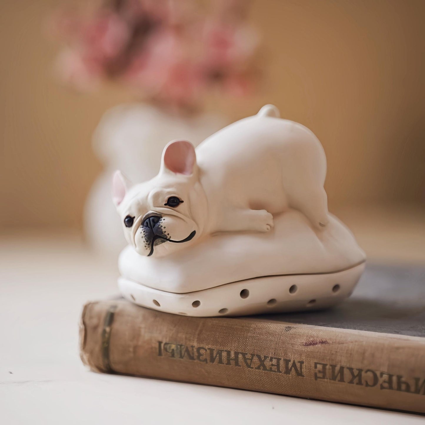 Handcrafted French Bulldog Incense Burner | Longquan Celadon Ceramic | Cone Incense Holder | Artisan Dog Decor | Unique Gift for Dog Lovers