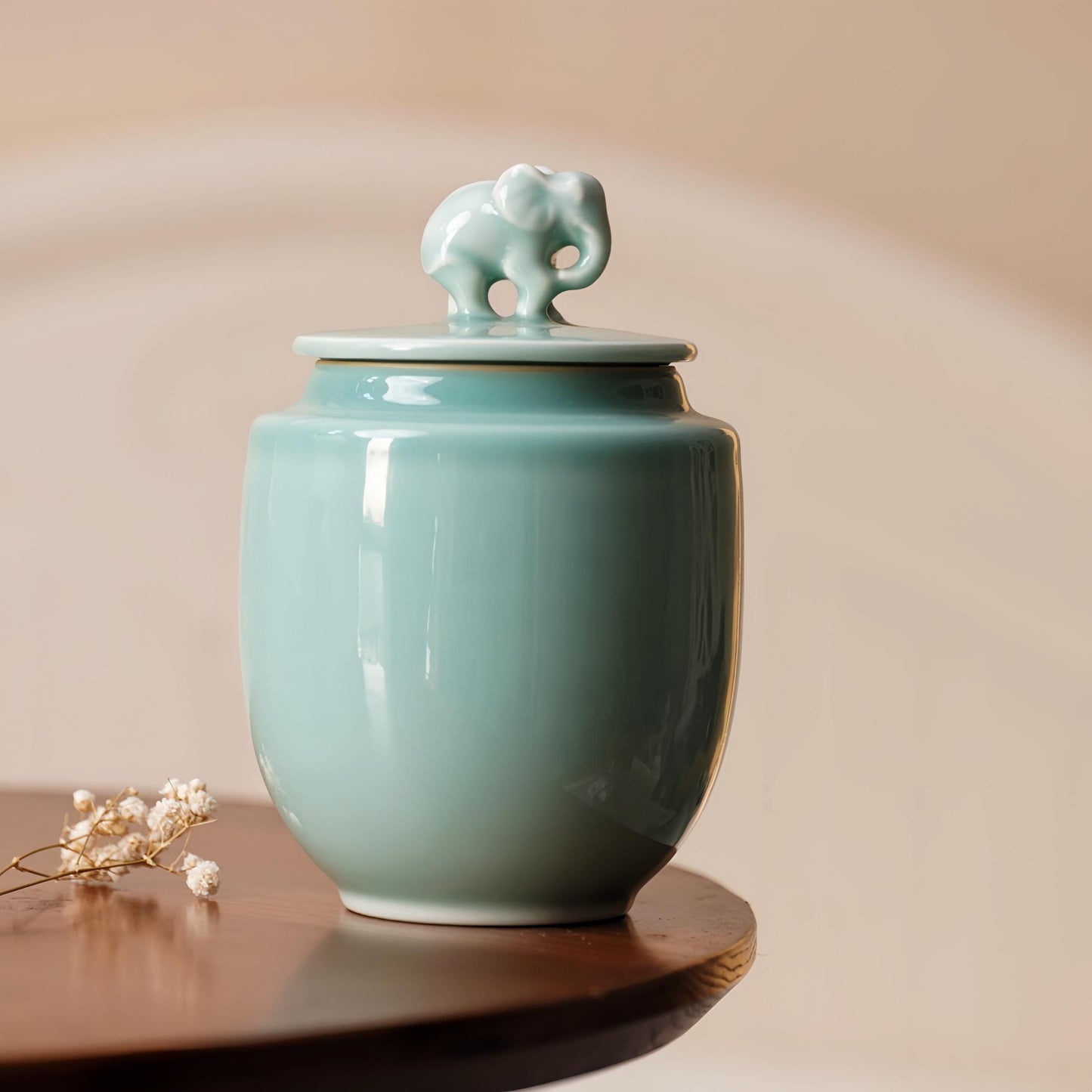 Elephant Ceramic Jar – 700ML Handcrafted  Tea Container, Decorative Canister for Tea, Coffee, and Spices, Elegant Gift for Tea Lovers