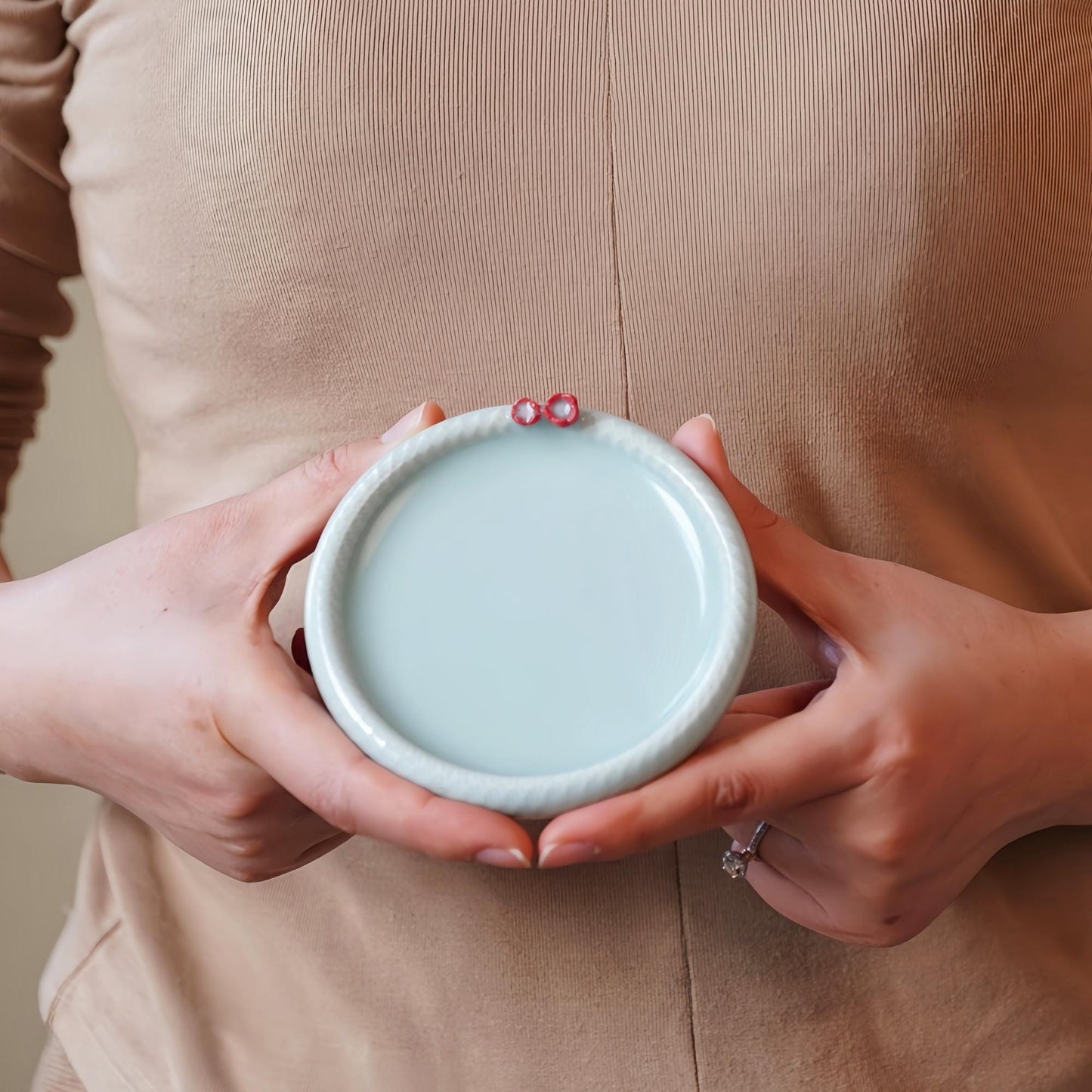 Handmade  Jewelry Dish –  Ceramic Trinket Tray, Zen-Inspired Ring Holder, Minimalist Decorative Plate, Gift for Jewelry Lovers