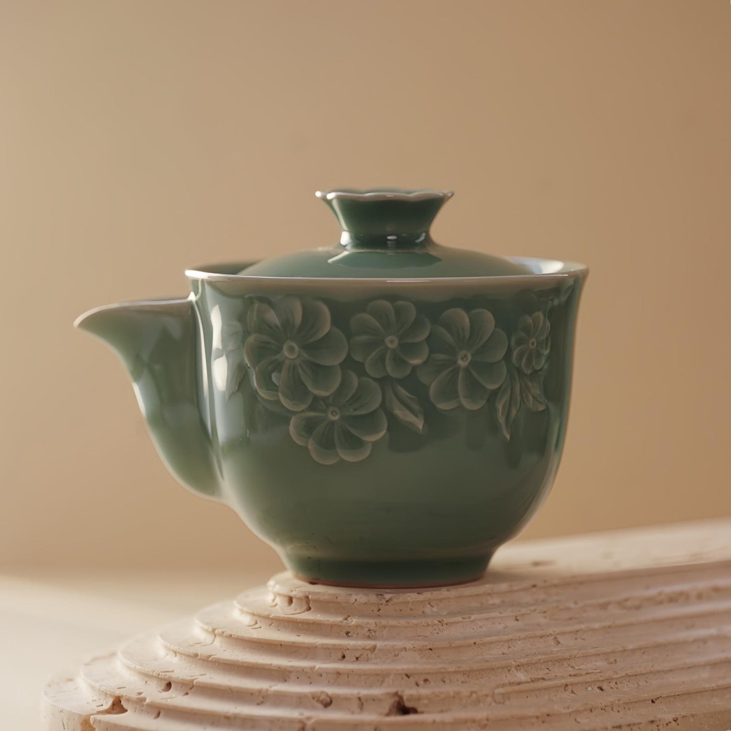 Handmade Celadon Teapot | 200ml Floral Ceramic Teapot | Artisan Tea Gift | Elegant Chinese Teapot  | Unique Tea Lover Gift