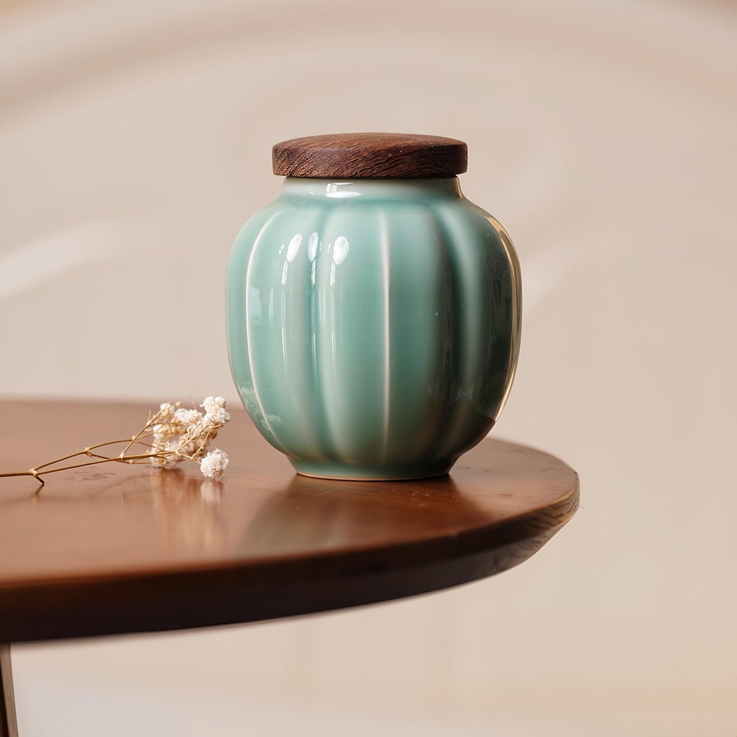 CELADON Kitchen Ceramic Canister,   Vintage Food Storage Jar for Tea，Coffee