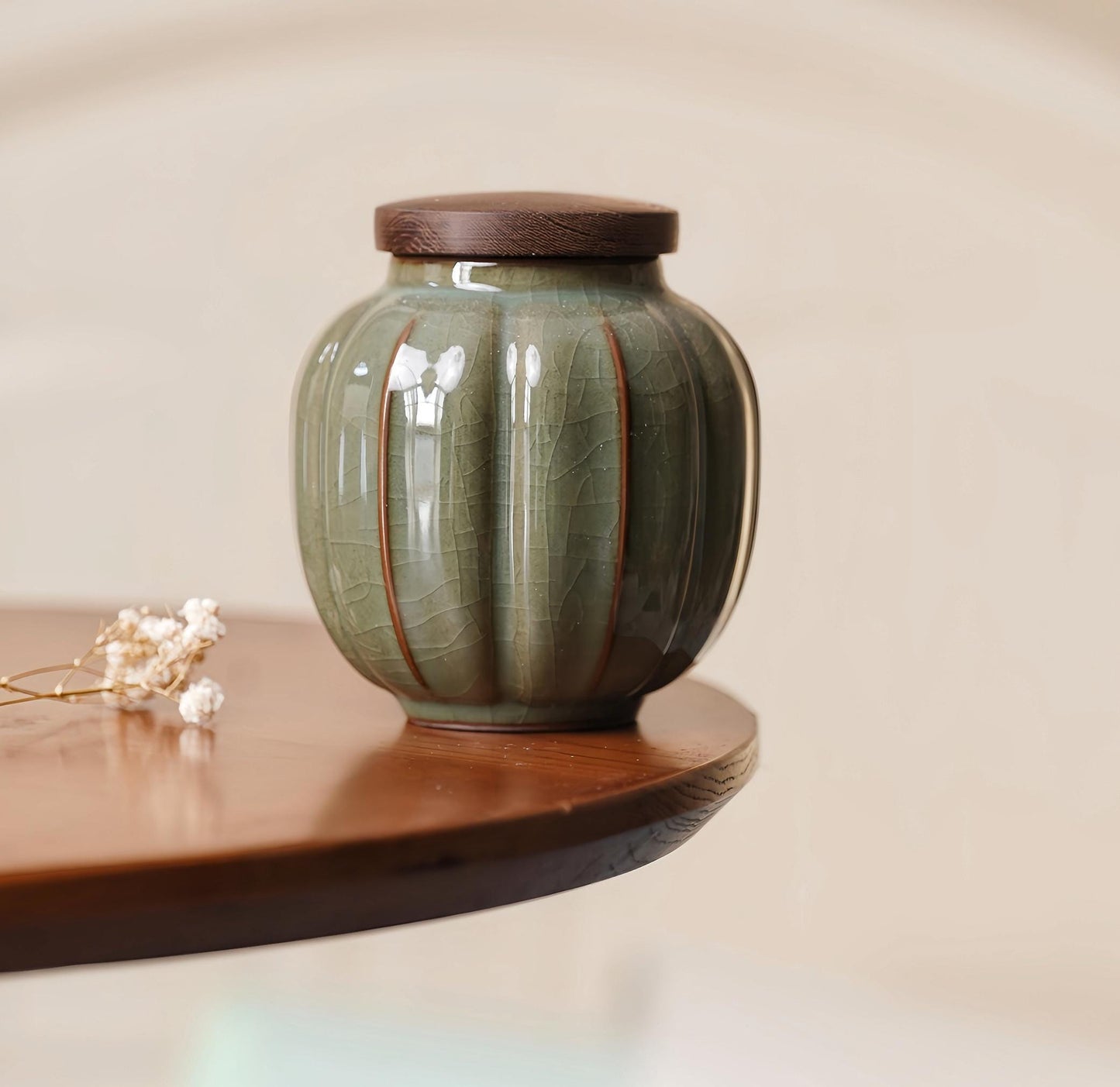 CELADON Kitchen Ceramic Canister,   Vintage Food Storage Jar for Tea，Coffee