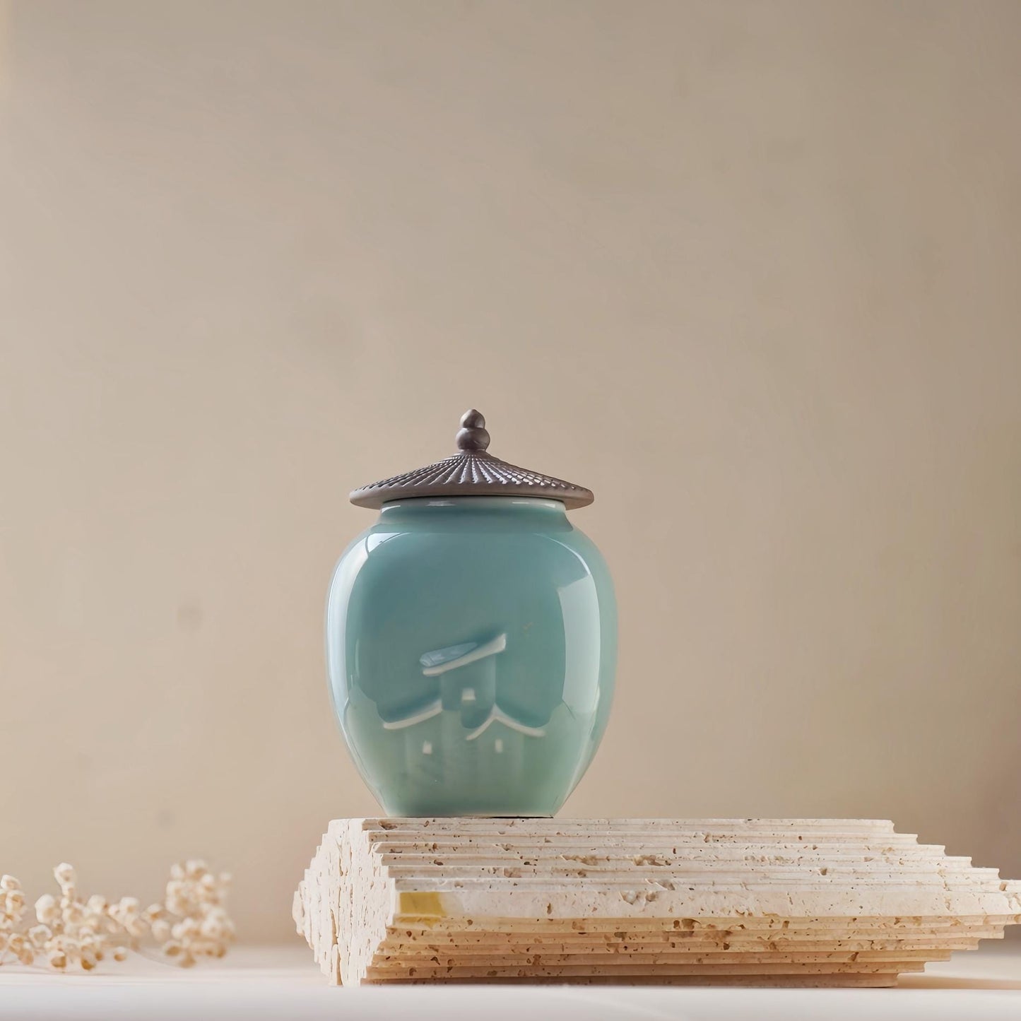 Handmade Ceramic Tea Caddy – 350ML Jar, Porcelain Tea Storage, Airtight Canister for Loose Leaf Tea, Coffee, Spices, Elegant Tea Gift