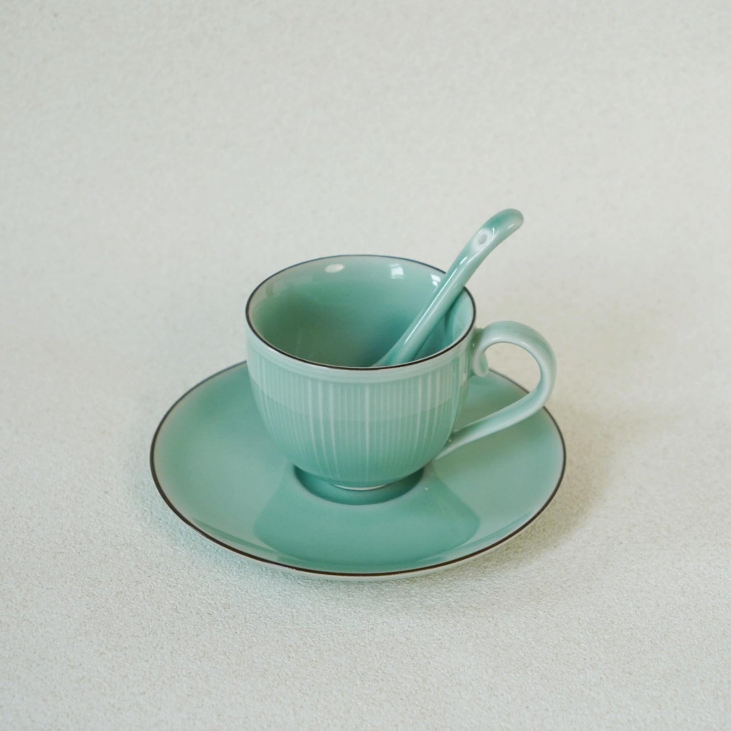 Handmade Ceramic Coffee Cup Set, Longquan Celadon Mug, Minimalist Wabi-Sabi Porcelain Coffee Cup, Personalized Gift, Custom Engraved Mug